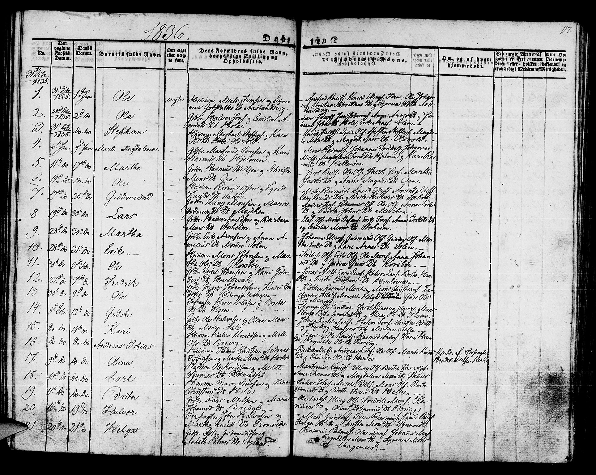 Manger sokneprestembete, AV/SAB-A-76801/H/Haa: Parish register (official) no. A 4, 1824-1838, p. 117