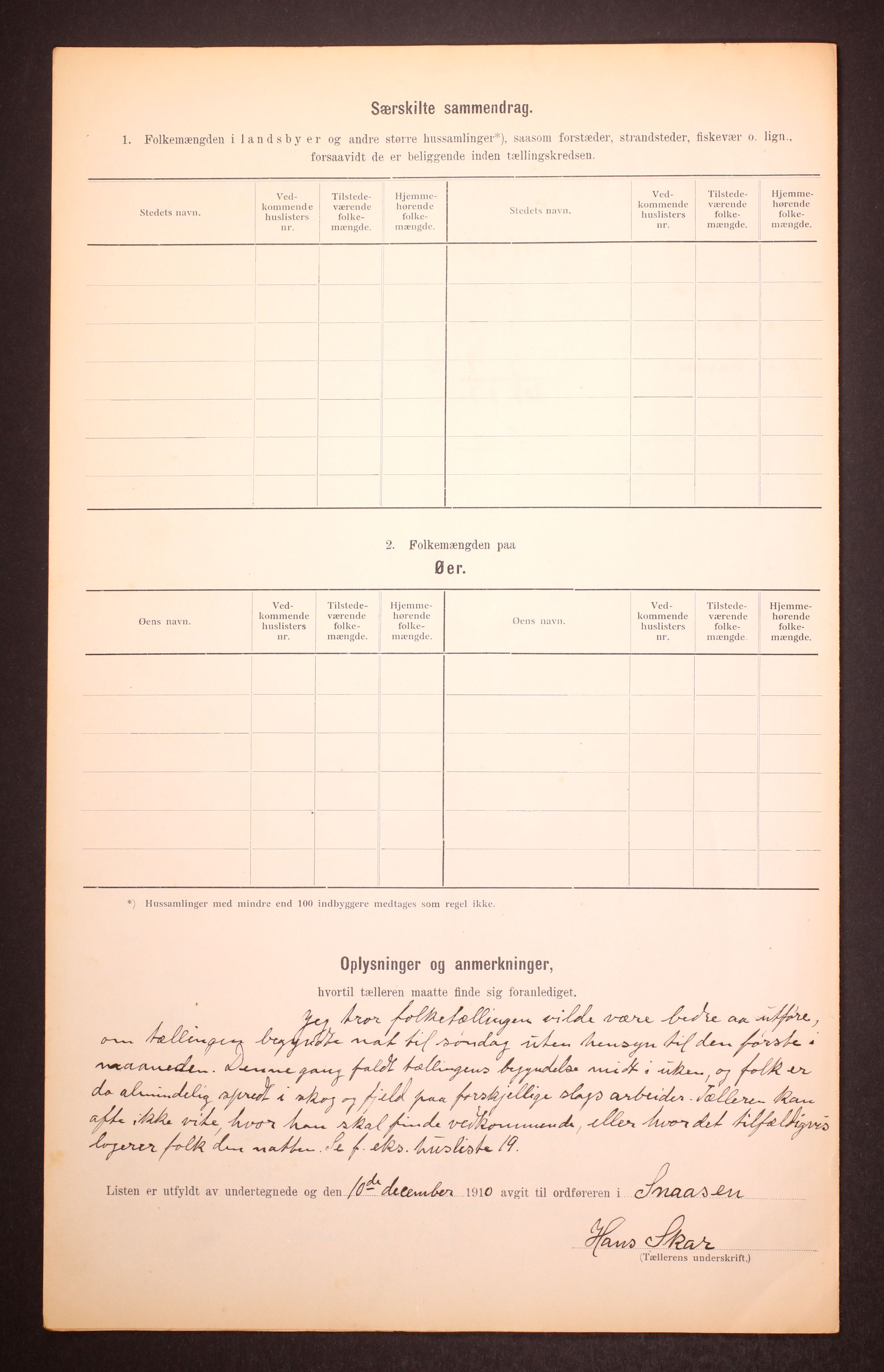 RA, 1910 census for Snåsa, 1910, p. 9