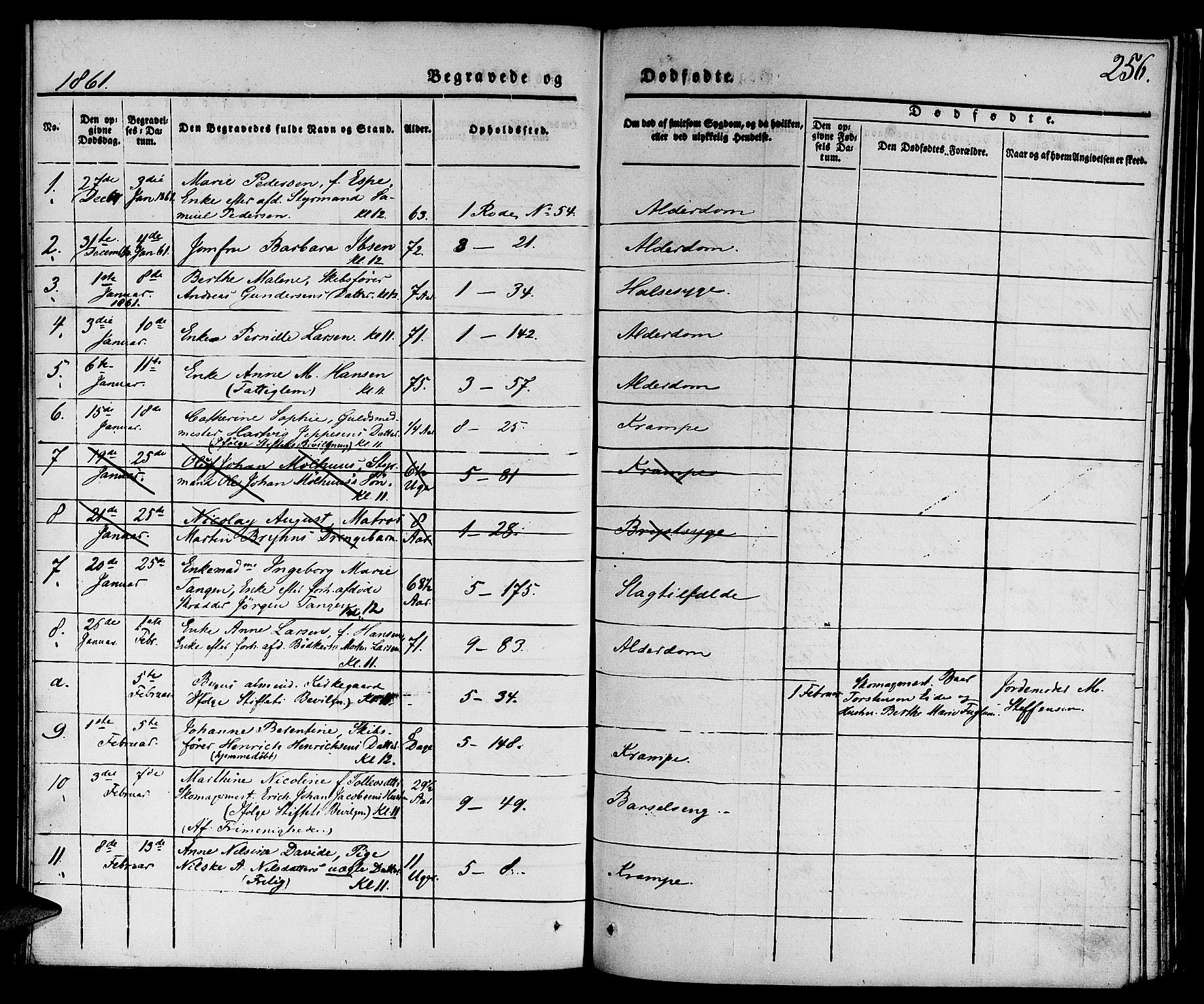 Nykirken Sokneprestembete, SAB/A-77101/H/Hab: Parish register (copy) no. E 1, 1840-1866, p. 256