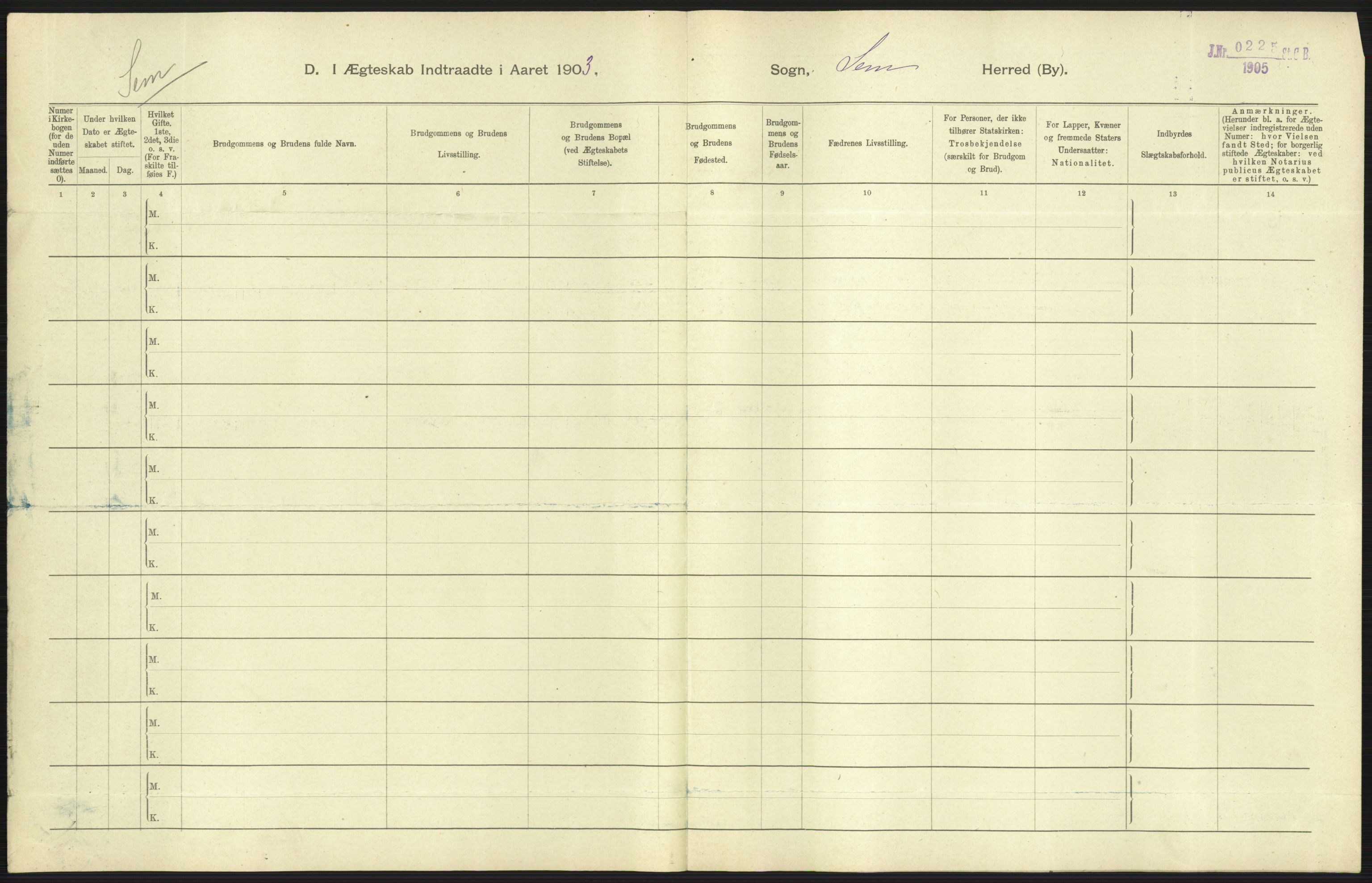 Statistisk sentralbyrå, Sosiodemografiske emner, Befolkning, AV/RA-S-2228/D/Df/Dfa/Dfaa/L0008: Jarlsberg og Larvik amt: Fødte, gifte, døde, 1903, p. 399