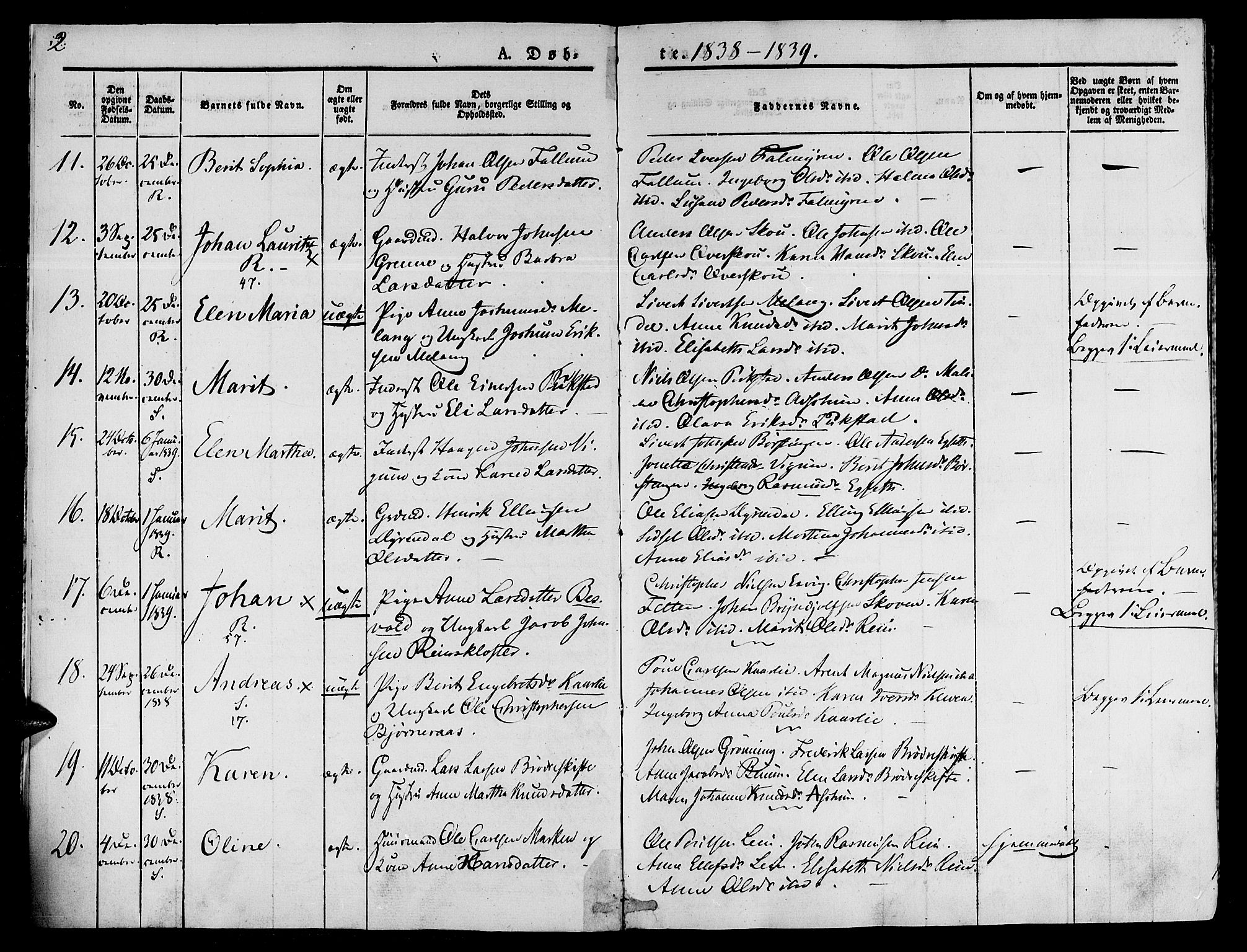Ministerialprotokoller, klokkerbøker og fødselsregistre - Sør-Trøndelag, SAT/A-1456/646/L0610: Parish register (official) no. 646A08, 1837-1847, p. 2