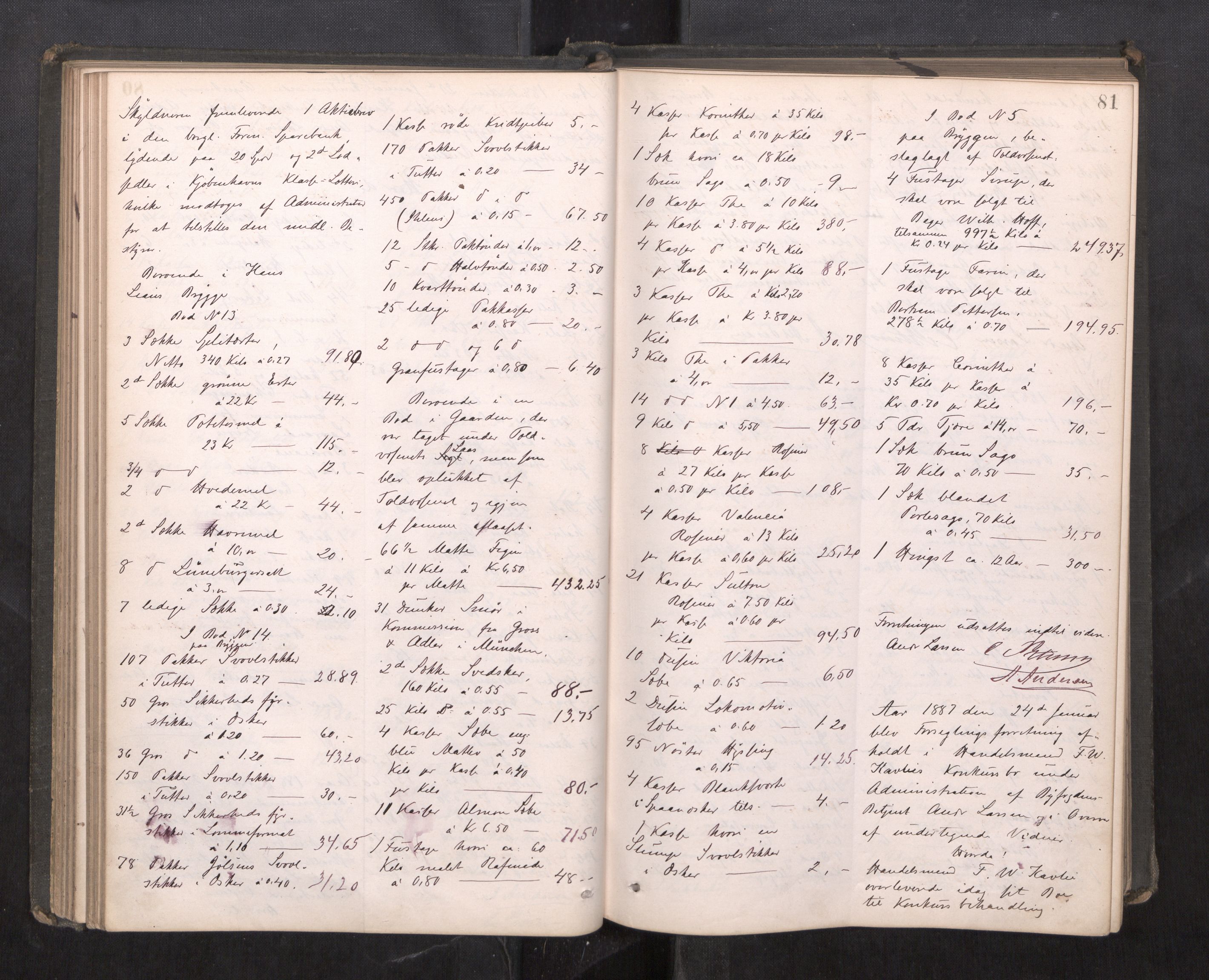 Trondheim byfogd, AV/SAT-A-0003/1/3/3C/L0012: Skifteregistreringsprotokoll - 12/1-17/12. (u/ register), 1885-1890, p. 81