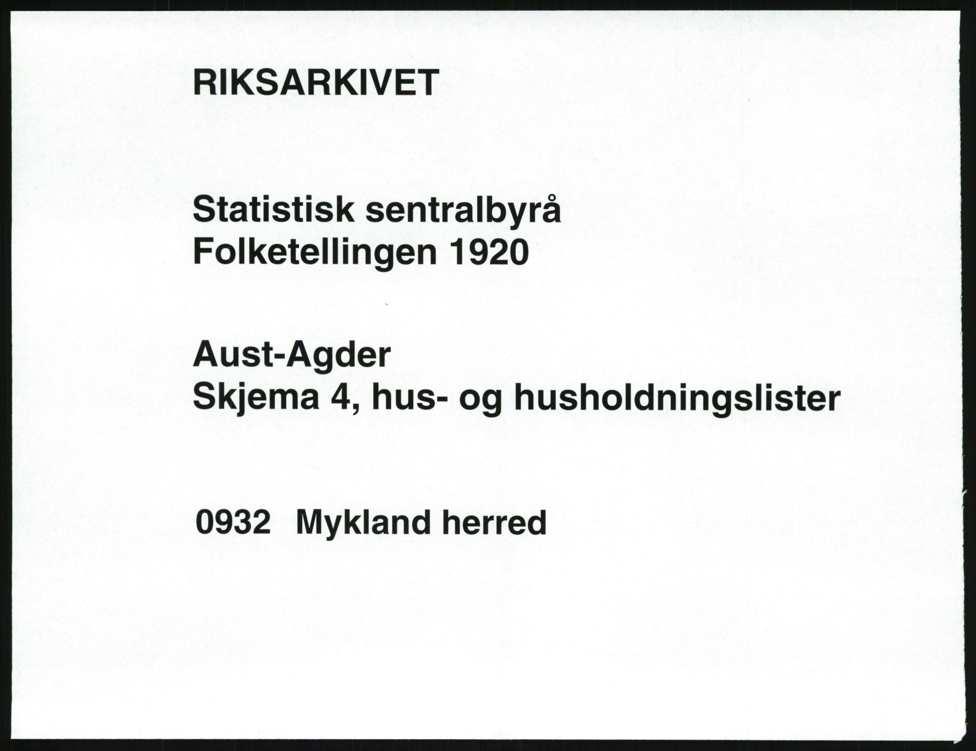 SAK, 1920 census for Mykland, 1920, p. 22