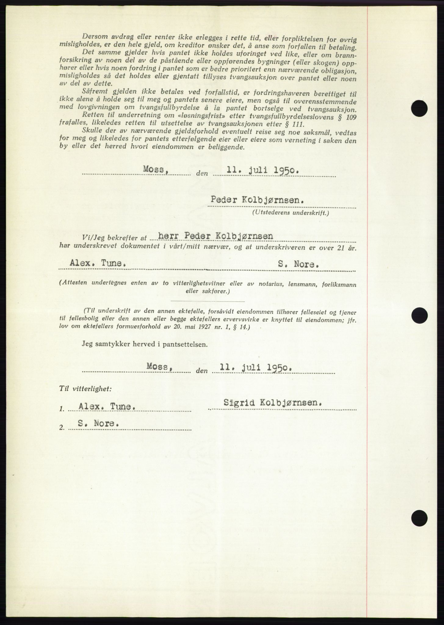 Moss sorenskriveri, AV/SAO-A-10168: Mortgage book no. B24, 1950-1950, Diary no: : 2168/1950