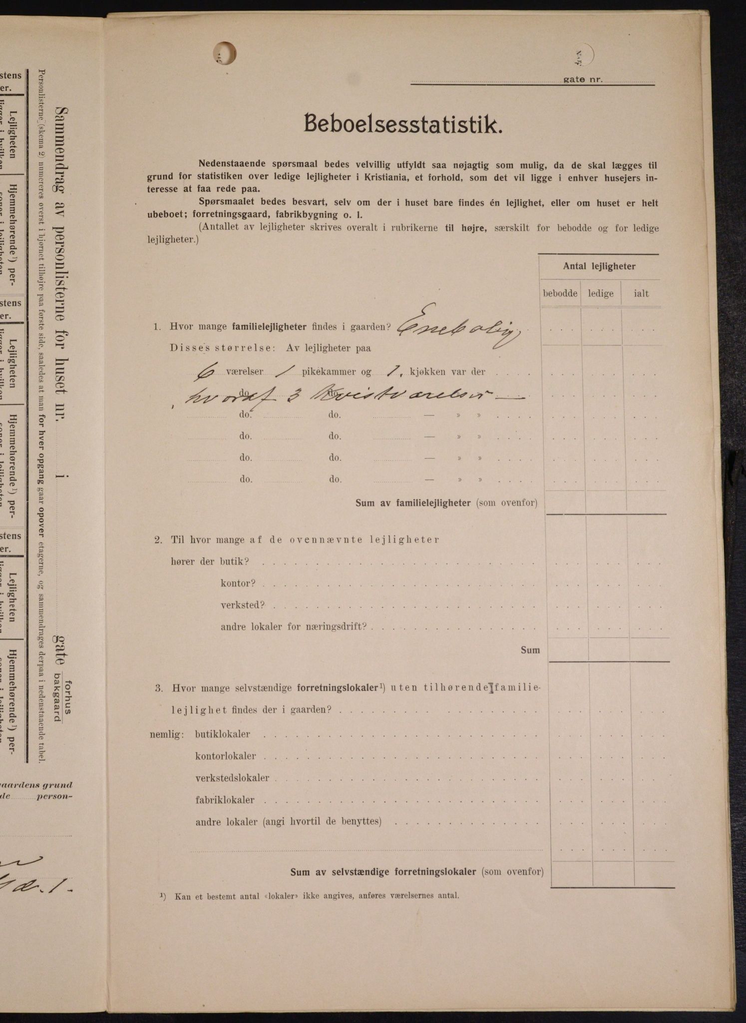 OBA, Municipal Census 1909 for Kristiania, 1909, p. 1299