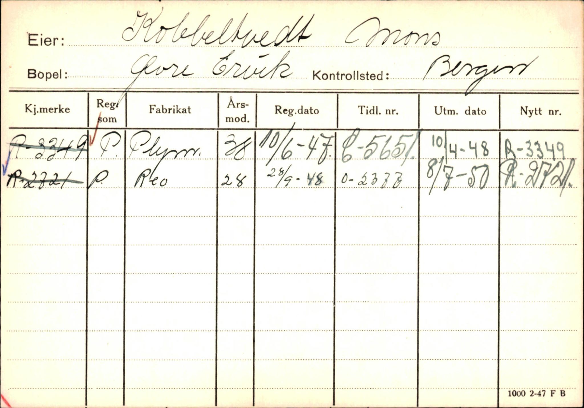 Statens vegvesen, Hordaland vegkontor, AV/SAB-A-5201/2/Ha/L0030: R-eierkort K, 1920-1971, p. 22