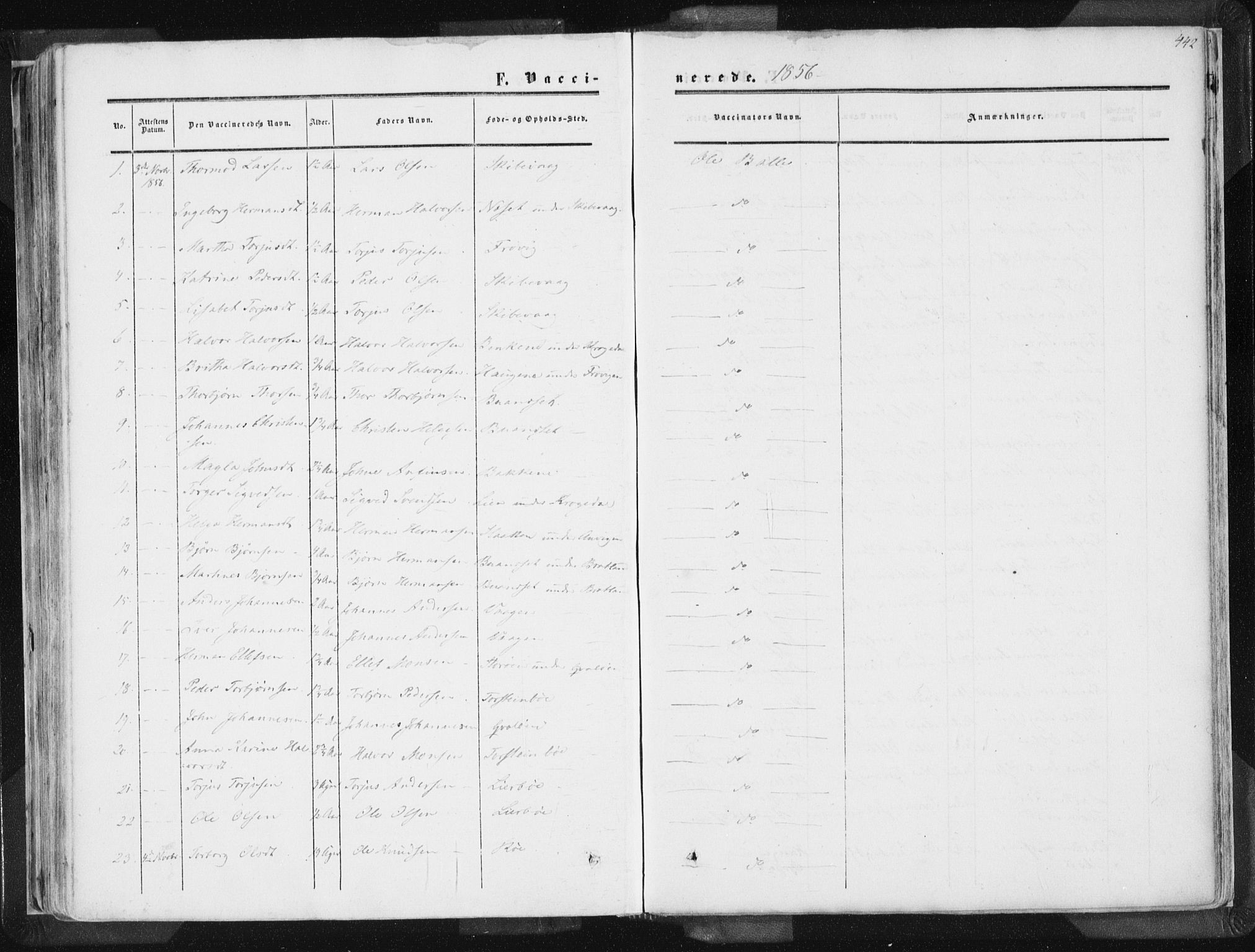 Vikedal sokneprestkontor, AV/SAST-A-101840/01/IV: Parish register (official) no. A 6.2, 1851-1867, p. 442