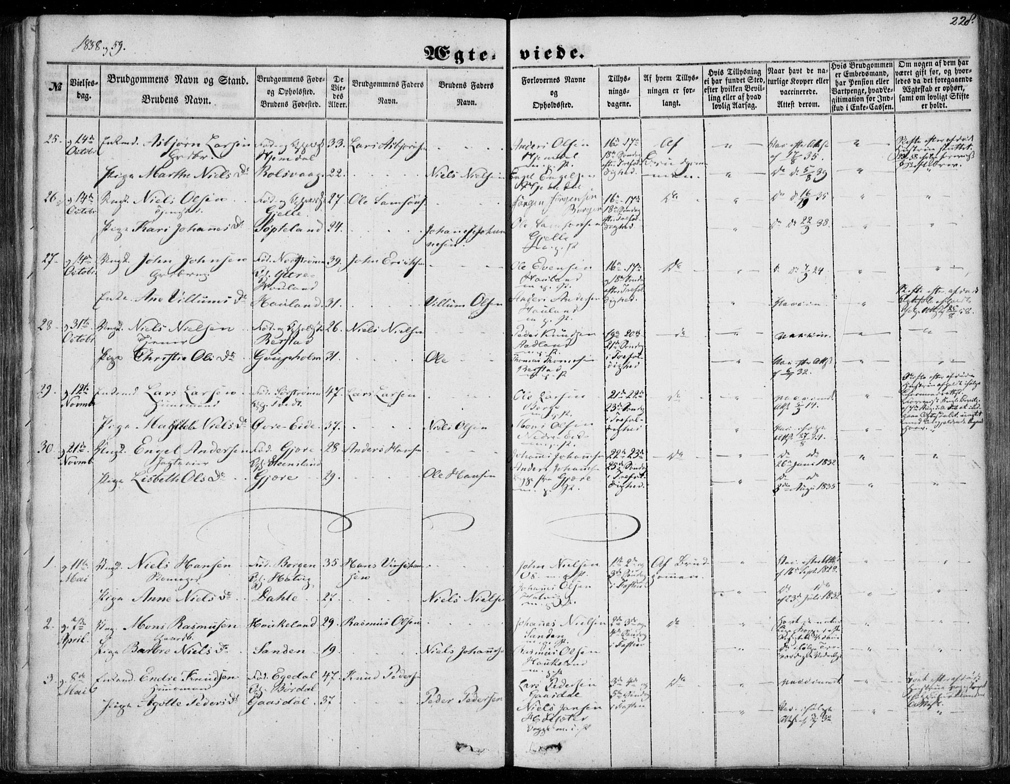 Os sokneprestembete, SAB/A-99929: Parish register (official) no. A 16, 1851-1859, p. 228