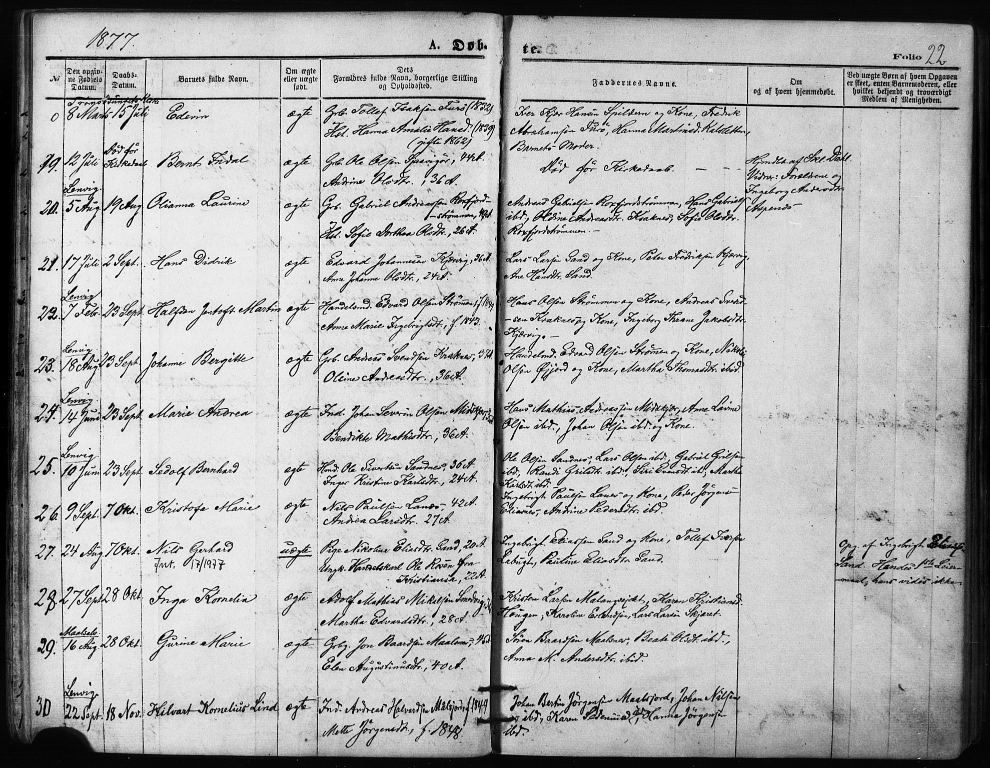Balsfjord sokneprestembete, AV/SATØ-S-1303/G/Gaa/L0002kirke: Parish register (official) no. 2, 1871-1886, p. 22