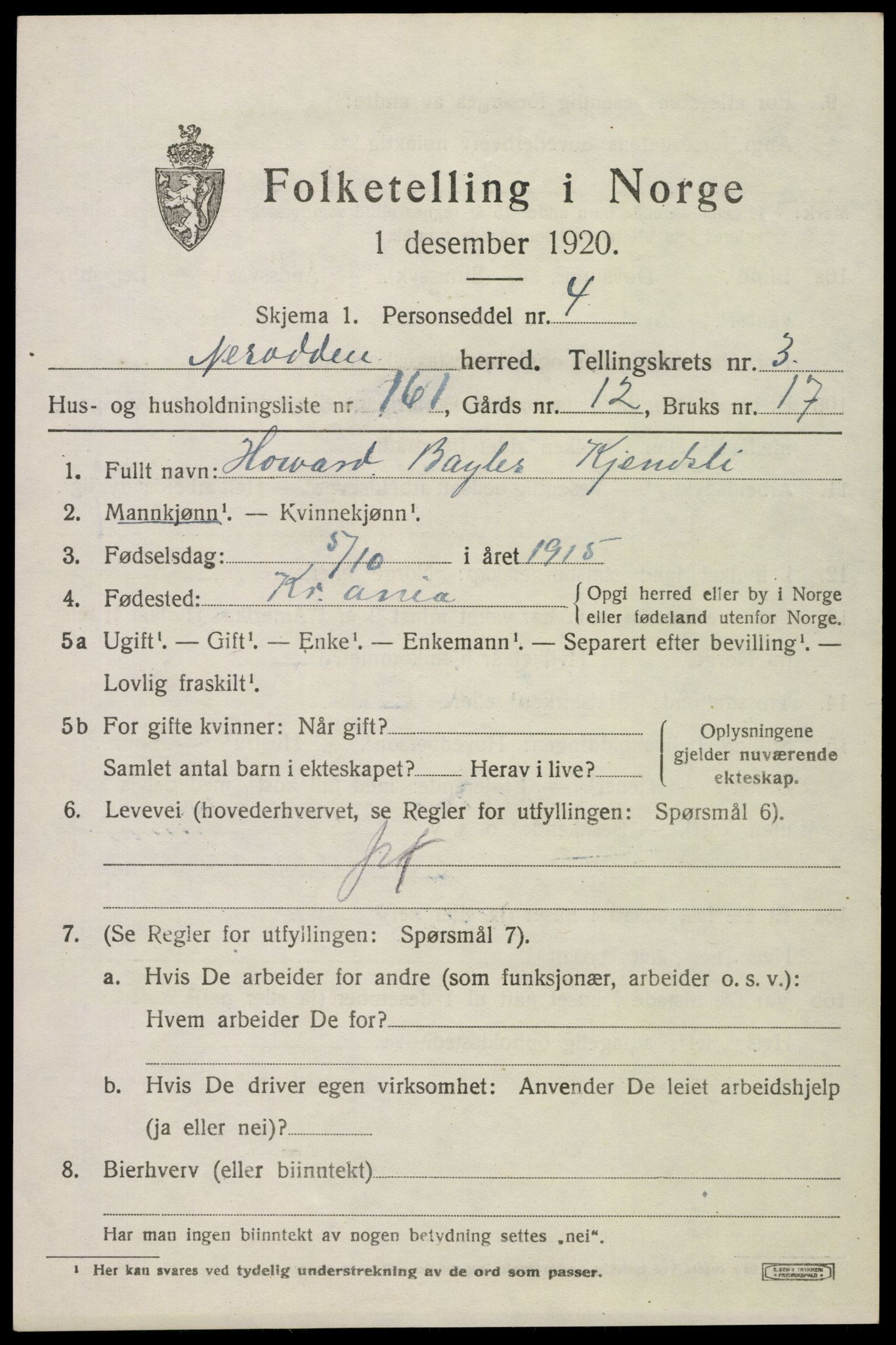 SAO, 1920 census for Nesodden, 1920, p. 4101