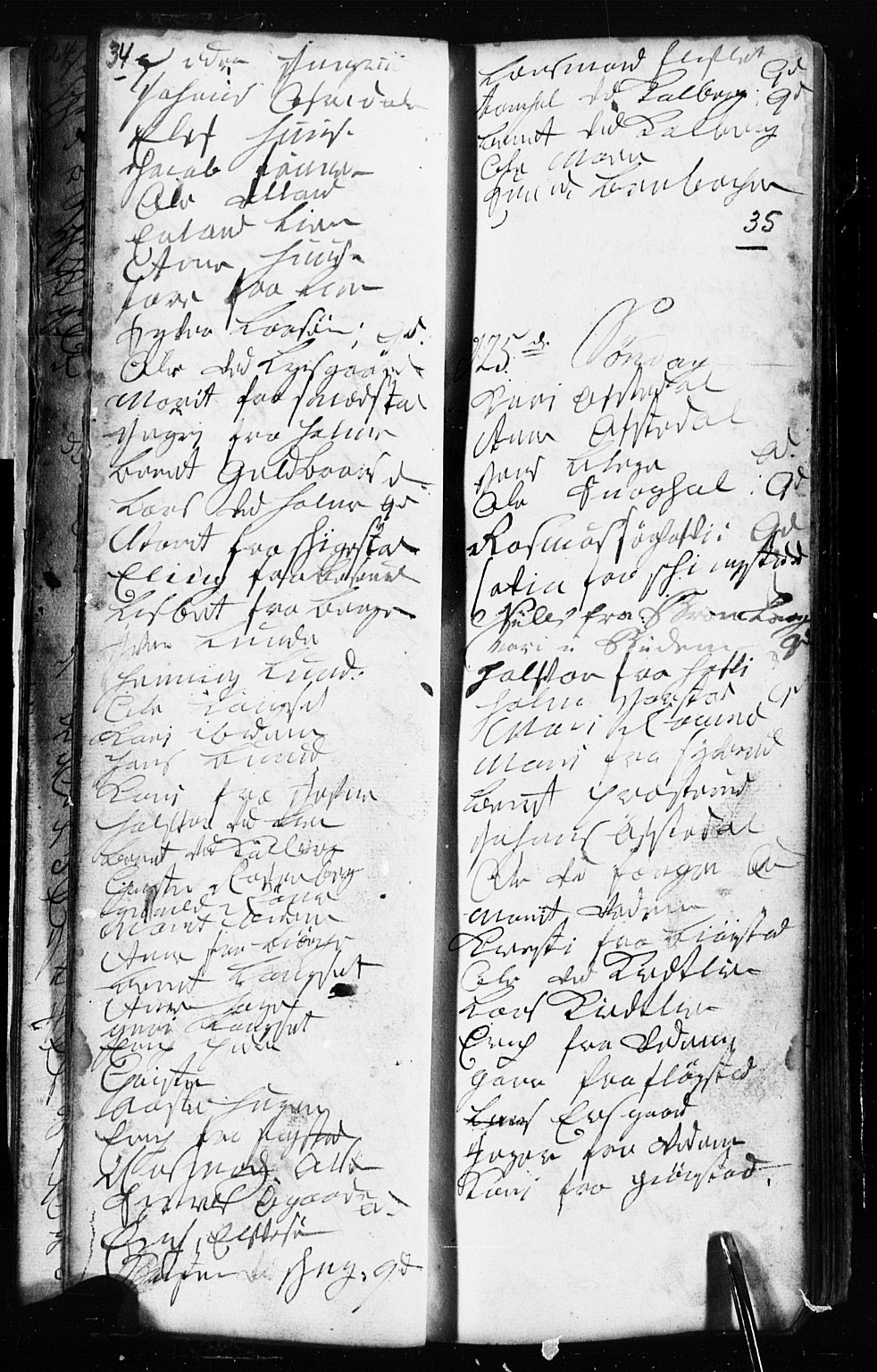 Fåberg prestekontor, SAH/PREST-086/H/Ha/Hab/L0002: Parish register (copy) no. 2, 1741-1756, p. 34-35