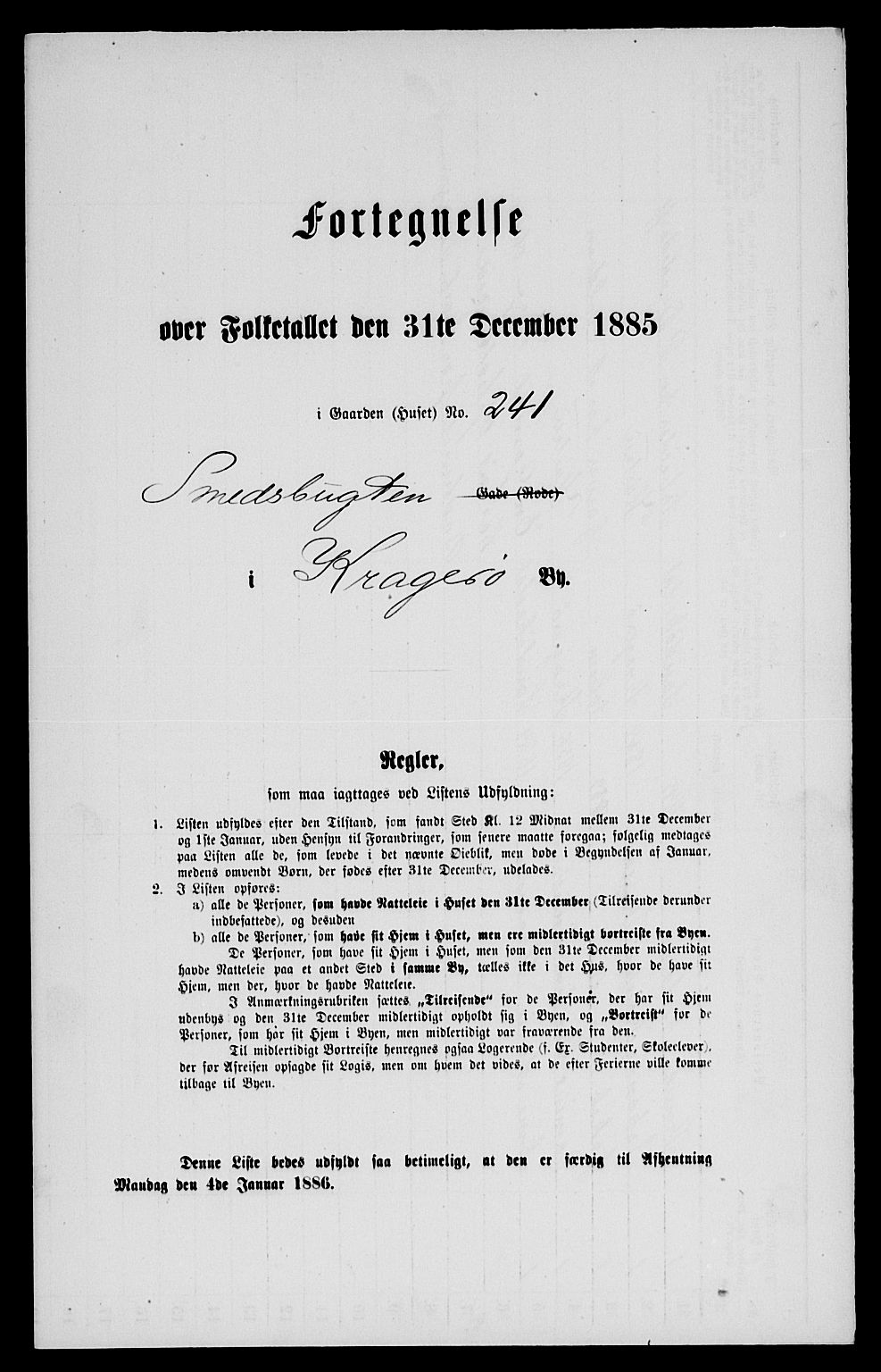 SAKO, 1885 census for 0801 Kragerø, 1885, p. 274