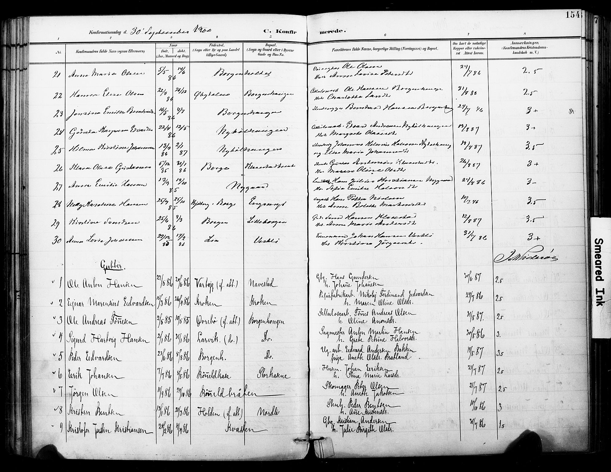 Skjeberg prestekontor Kirkebøker, SAO/A-10923/F/Fa/L0010: Parish register (official) no. I 10, 1898-1911, p. 154