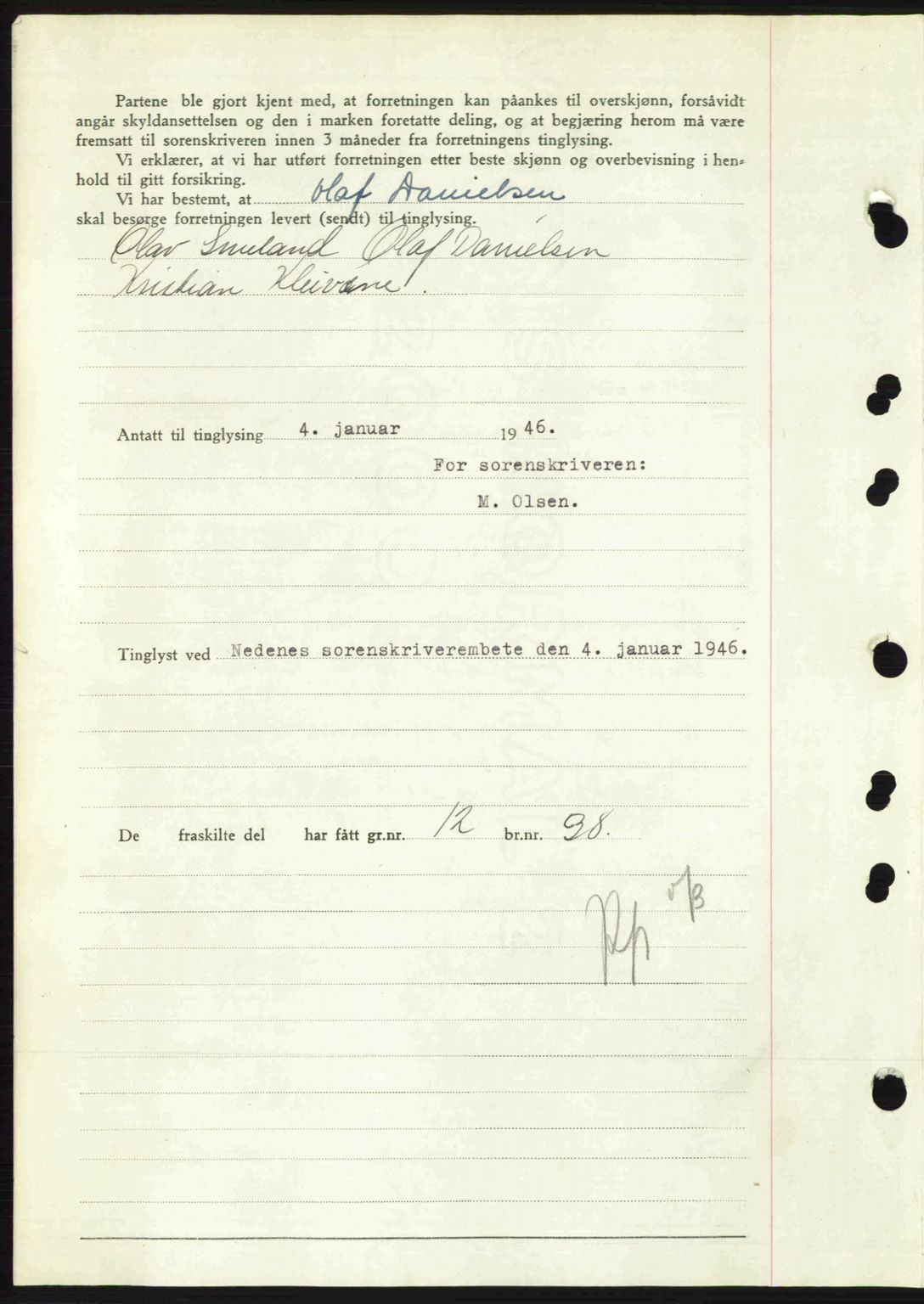 Nedenes sorenskriveri, AV/SAK-1221-0006/G/Gb/Gba/L0054: Mortgage book no. A6c, 1946-1946, Diary no: : 10/1946
