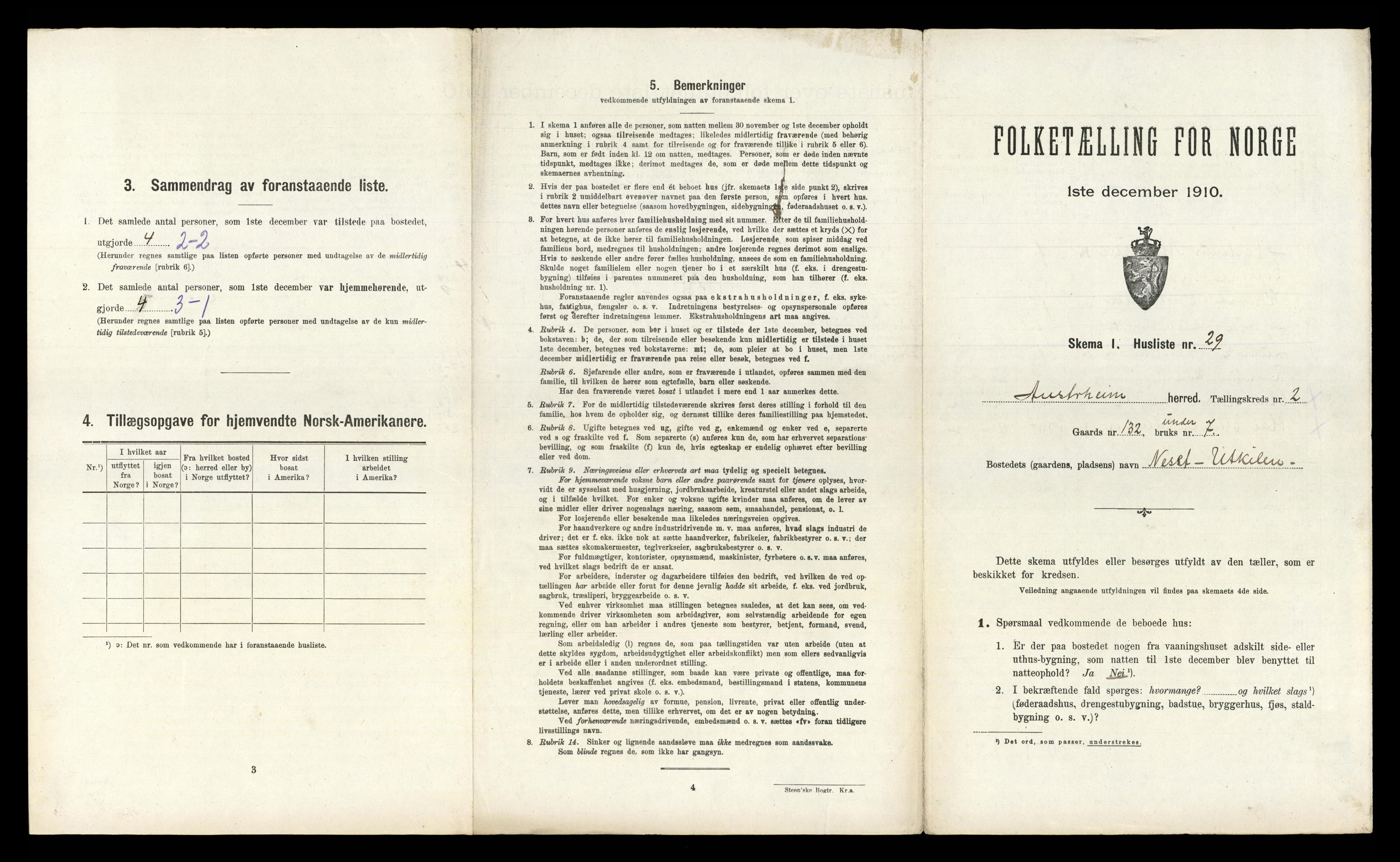 RA, 1910 census for Austrheim, 1910, p. 150