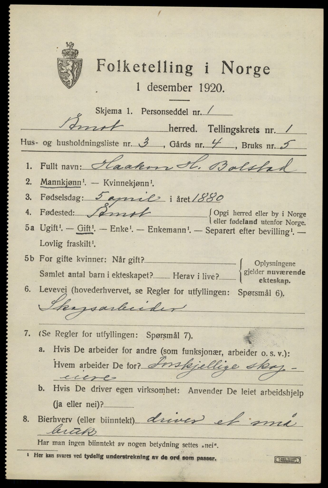 SAH, 1920 census for Åmot, 1920, p. 1619