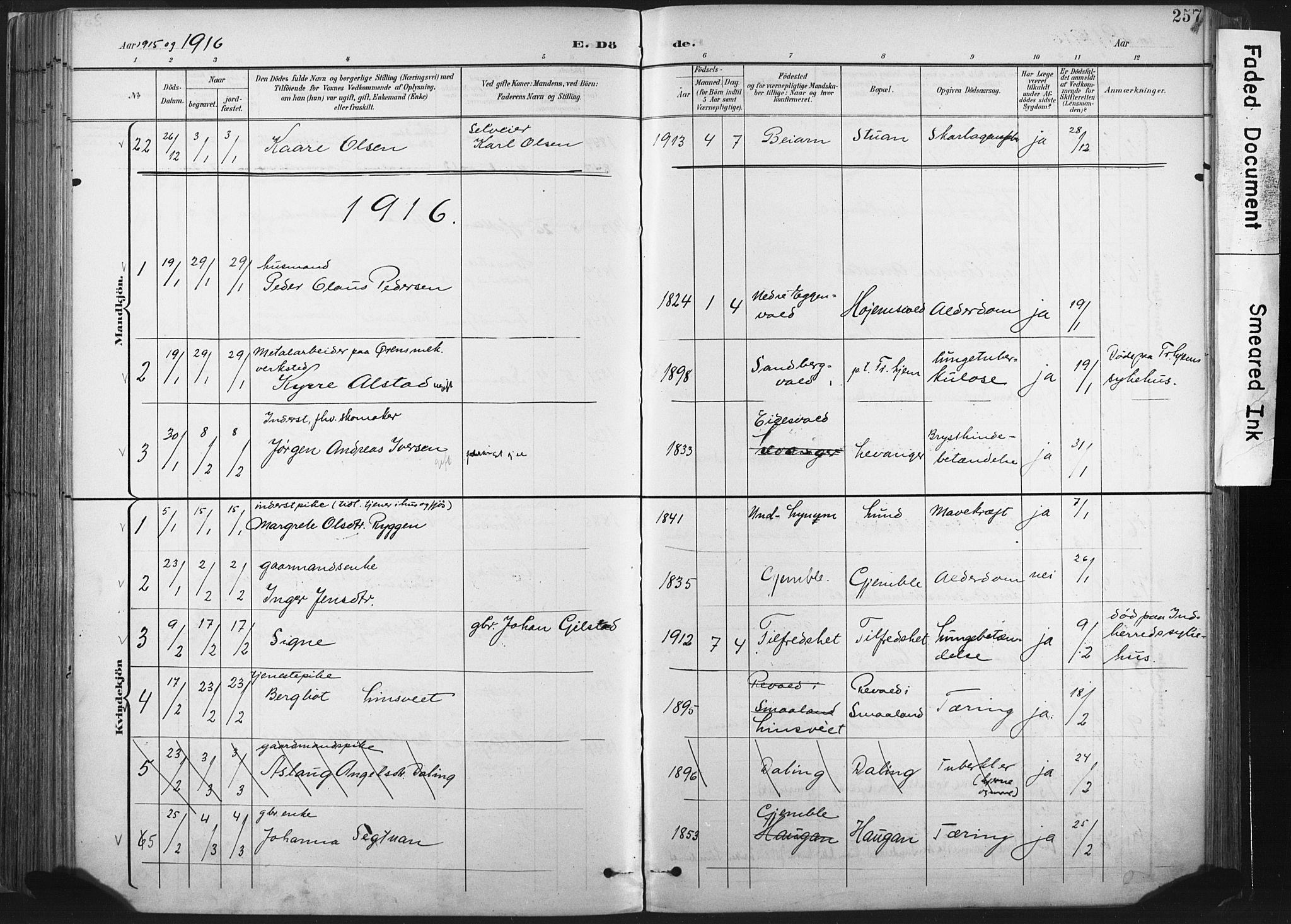 Ministerialprotokoller, klokkerbøker og fødselsregistre - Nord-Trøndelag, AV/SAT-A-1458/717/L0162: Parish register (official) no. 717A12, 1898-1923, p. 257