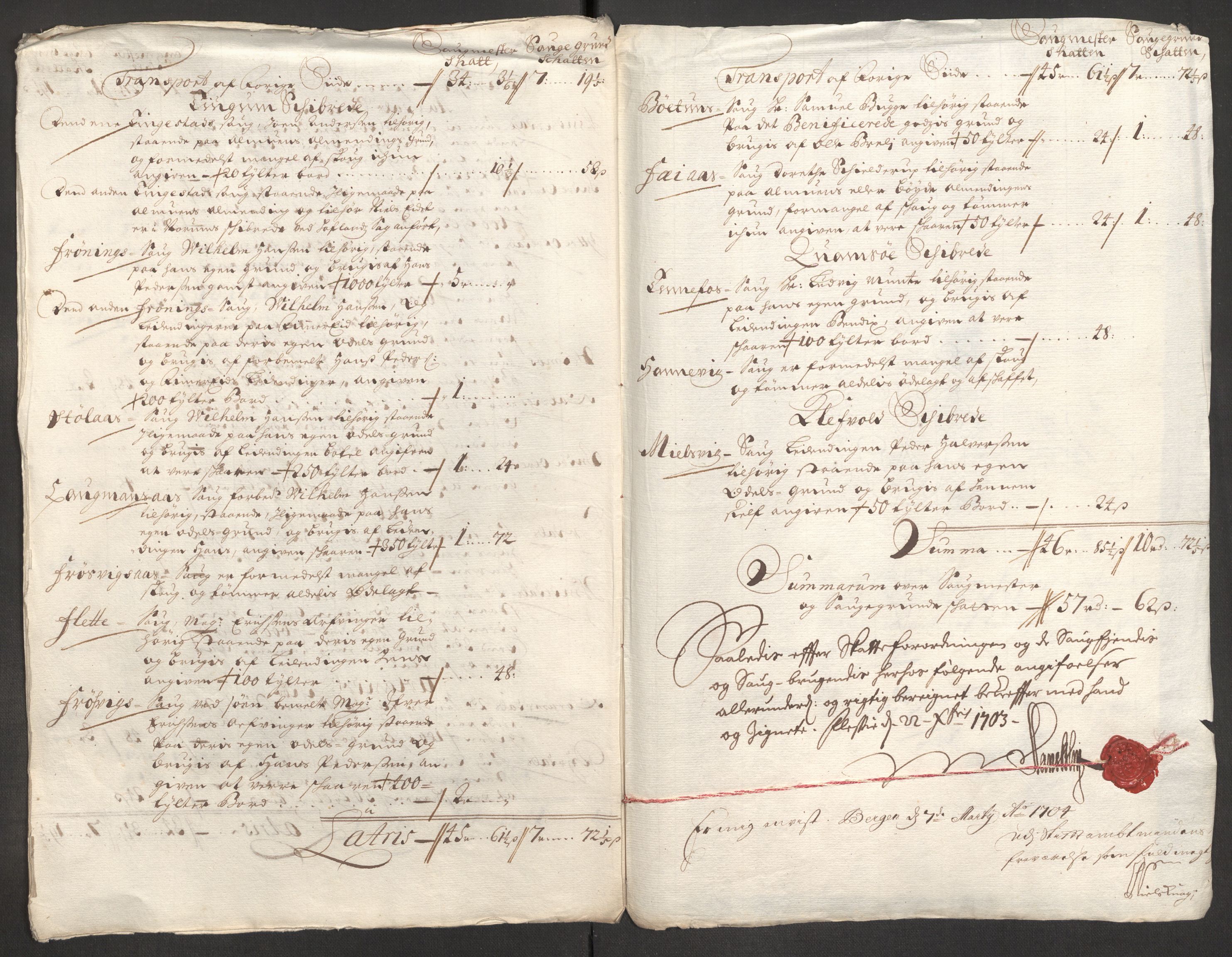 Rentekammeret inntil 1814, Reviderte regnskaper, Fogderegnskap, AV/RA-EA-4092/R52/L3313: Fogderegnskap Sogn, 1703-1704, p. 130