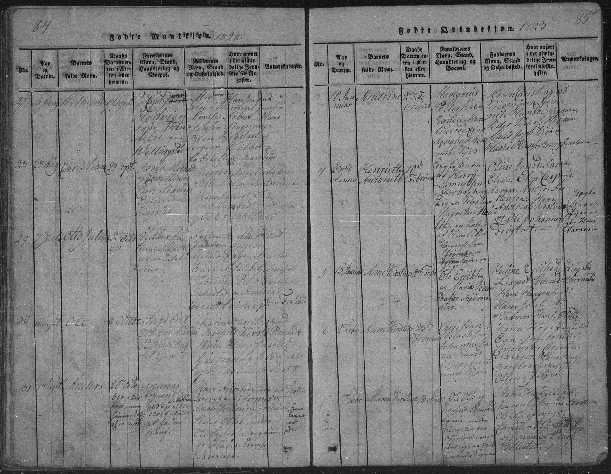 Røyken kirkebøker, AV/SAKO-A-241/G/Ga/L0003: Parish register (copy) no. 3, 1814-1856, p. 84-85