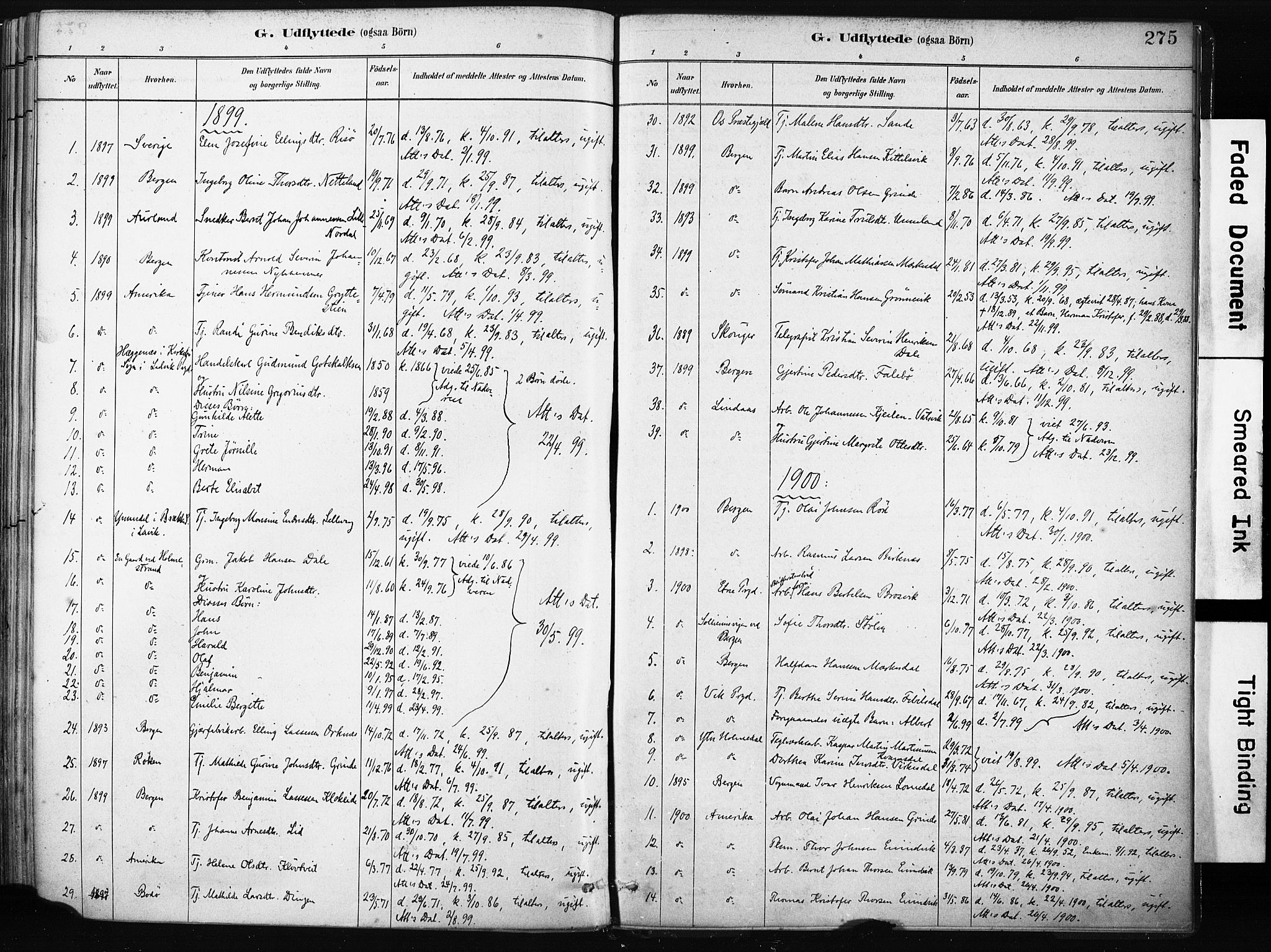 Gulen sokneprestembete, SAB/A-80201/H/Haa/Haab/L0001: Parish register (official) no. B 1, 1881-1905, p. 275