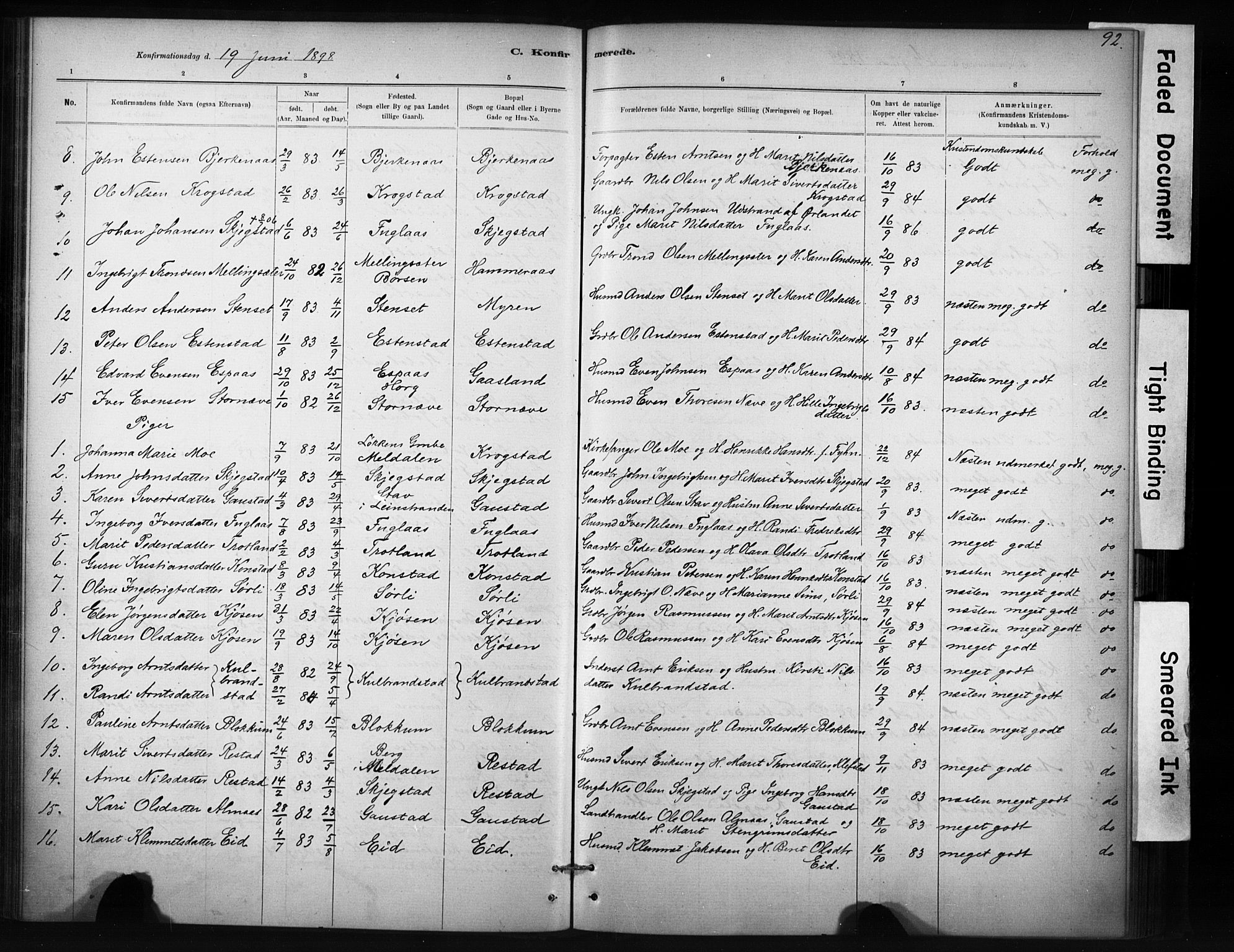 Ministerialprotokoller, klokkerbøker og fødselsregistre - Sør-Trøndelag, SAT/A-1456/694/L1127: Parish register (official) no. 694A01, 1887-1905, p. 92