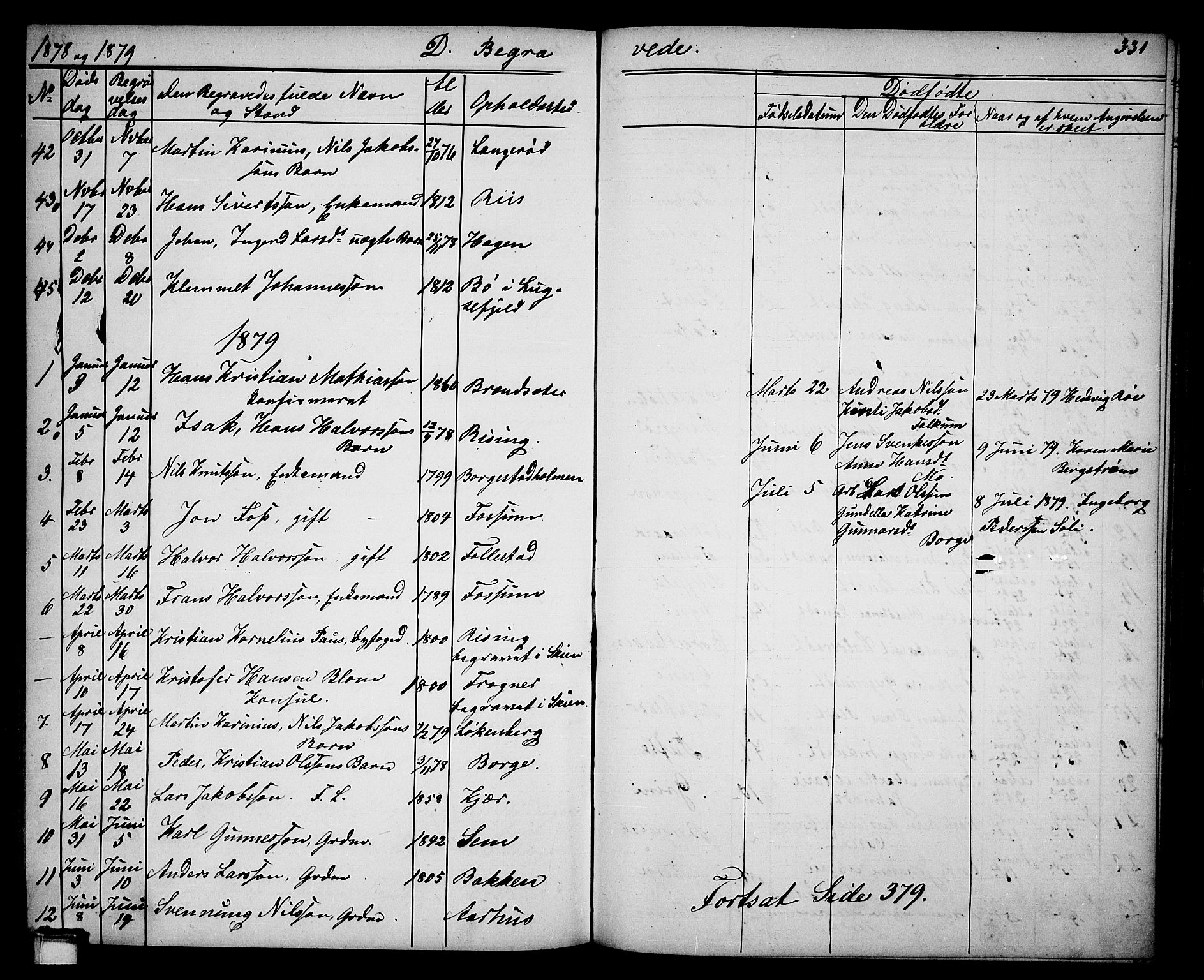 Gjerpen kirkebøker, SAKO/A-265/G/Ga/L0001: Parish register (copy) no. I 1, 1864-1882, p. 331