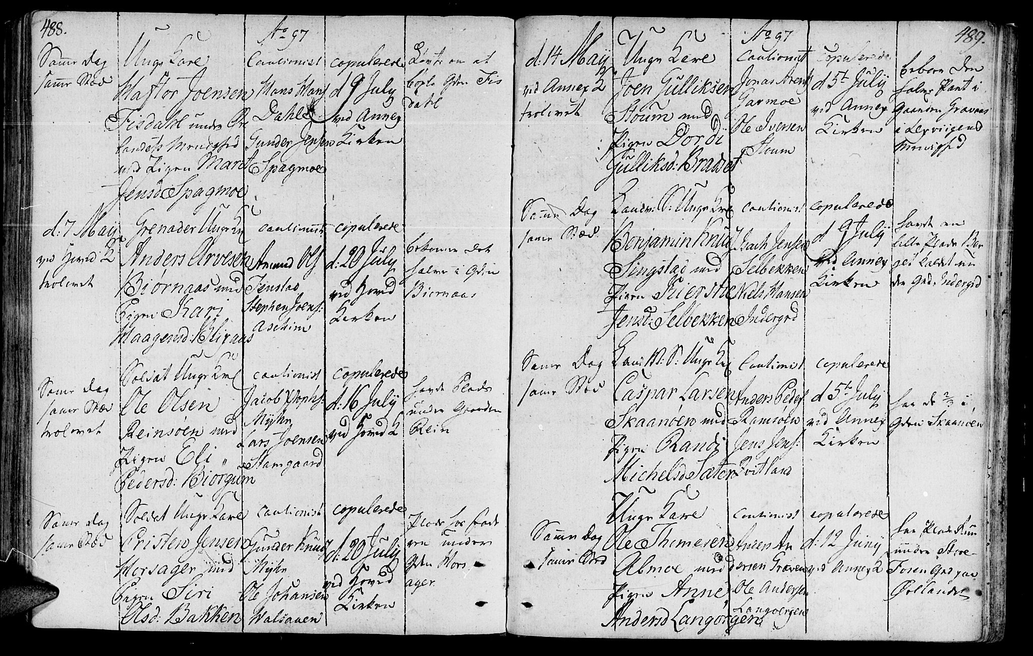 Ministerialprotokoller, klokkerbøker og fødselsregistre - Sør-Trøndelag, AV/SAT-A-1456/646/L0606: Parish register (official) no. 646A04, 1791-1805, p. 488-489