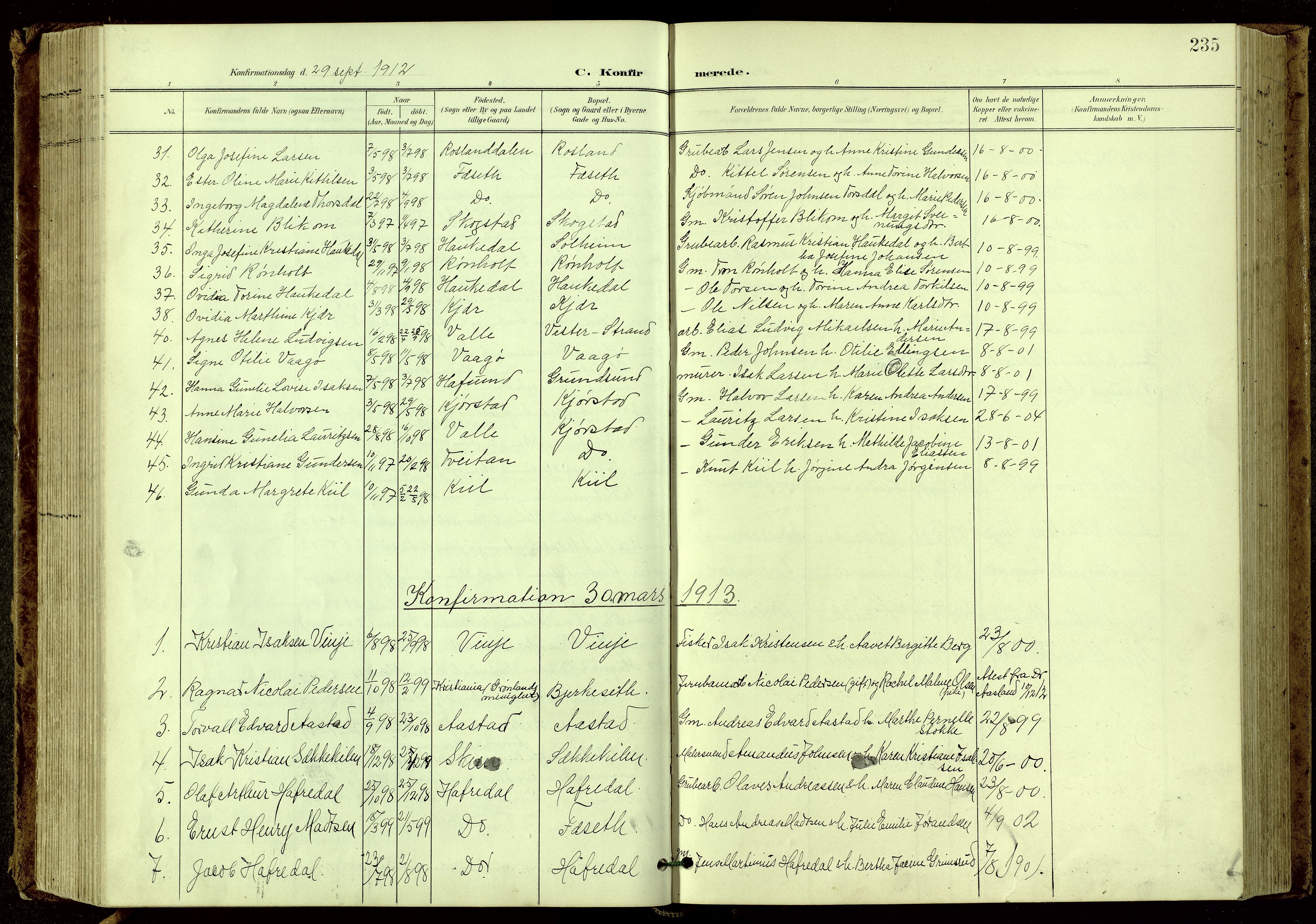 Bamble kirkebøker, SAKO/A-253/G/Ga/L0010: Parish register (copy) no. I 10, 1901-1919, p. 235