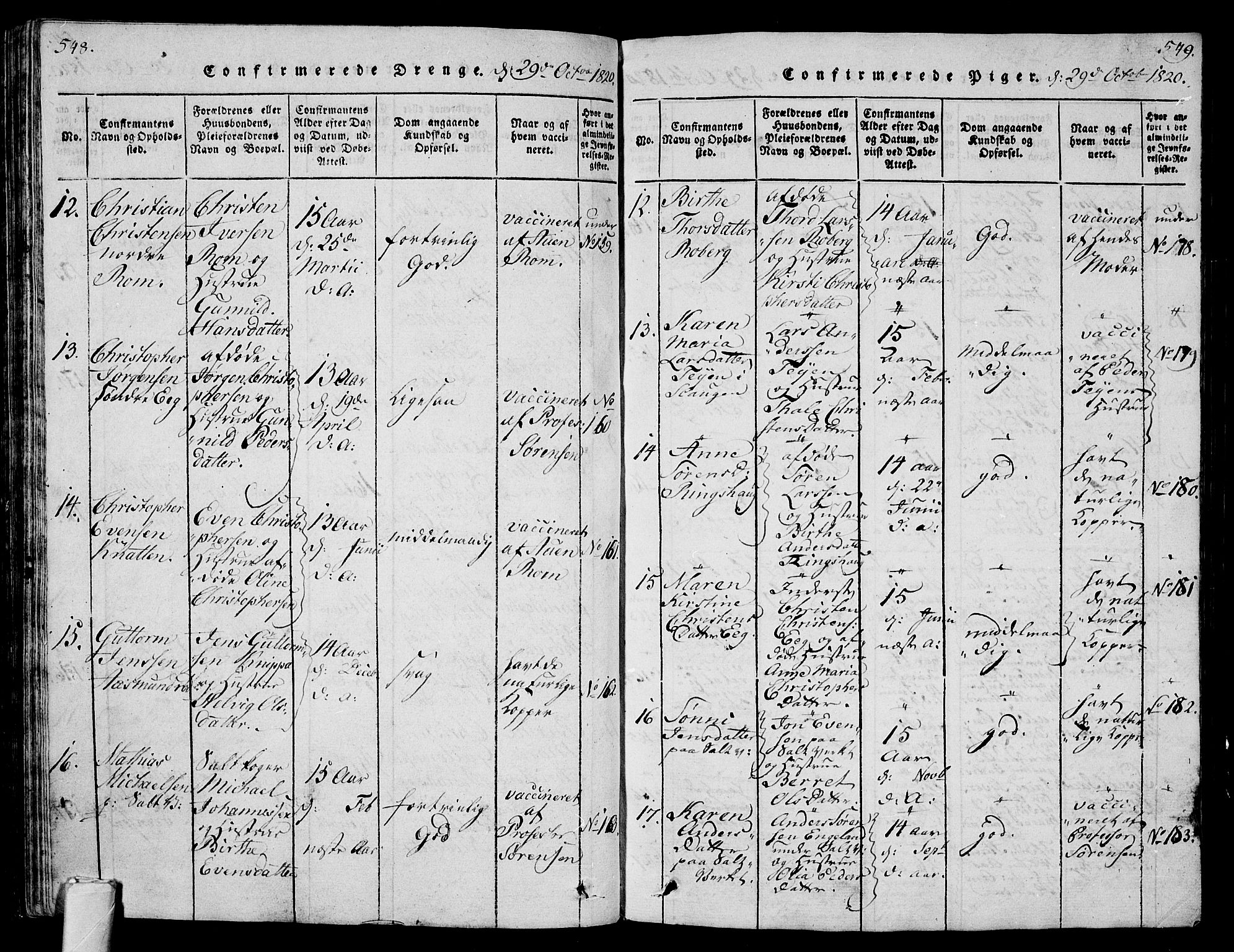 Sem kirkebøker, AV/SAKO-A-5/G/Ga/L0001: Parish register (copy) no. I 1, 1814-1825, p. 548-549