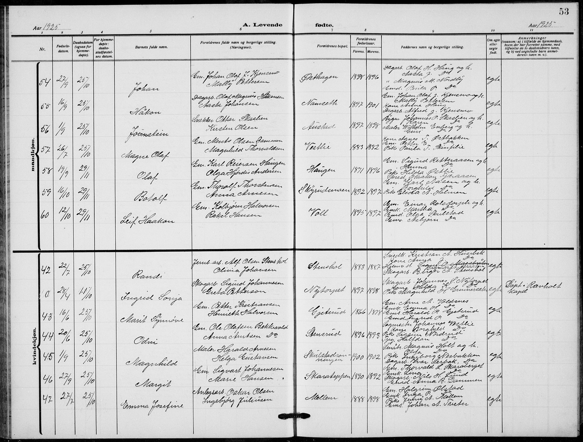 Grue prestekontor, AV/SAH-PREST-036/H/Ha/Hab/L0008: Parish register (copy) no. 8, 1921-1934, p. 53