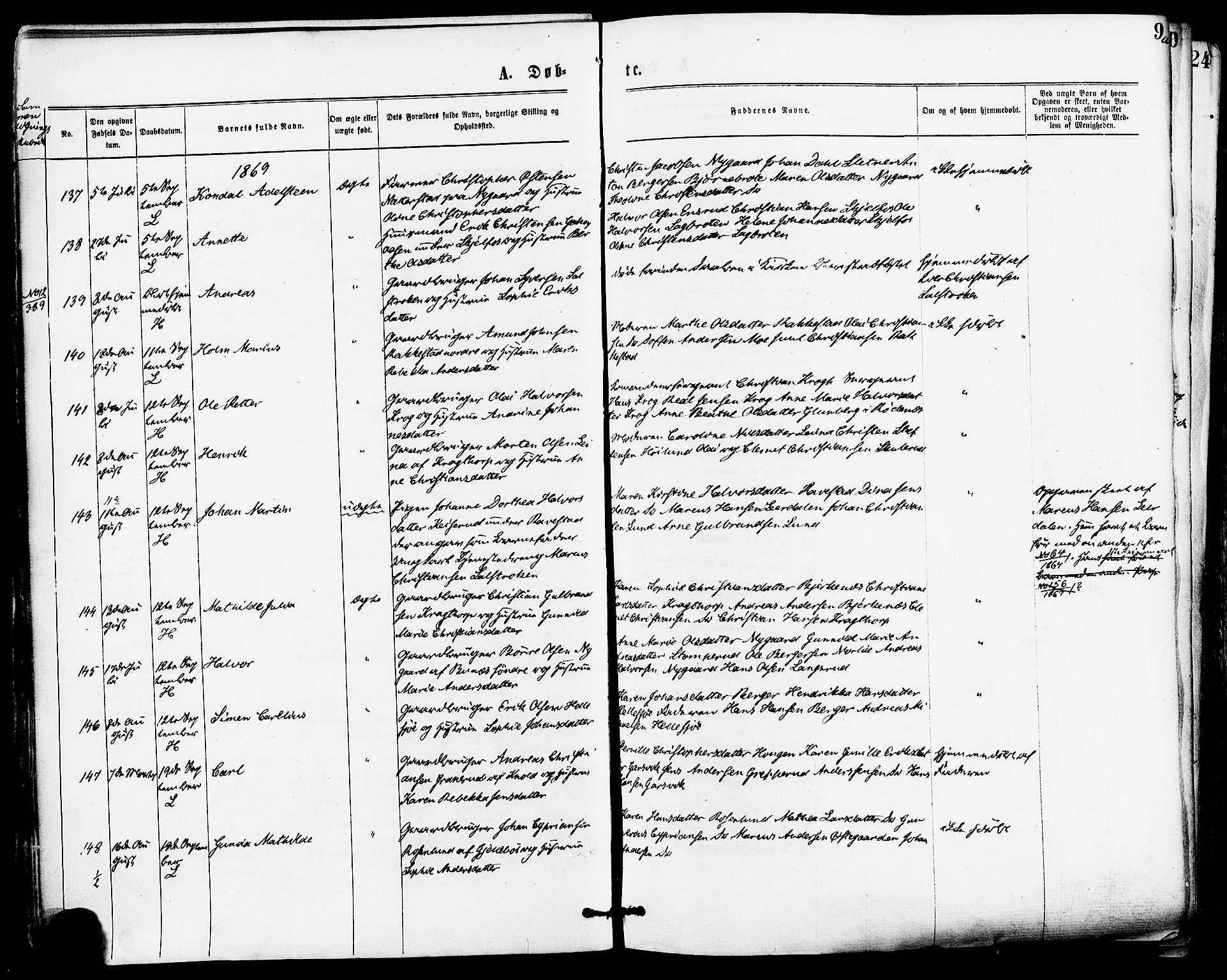 Høland prestekontor Kirkebøker, AV/SAO-A-10346a/F/Fa/L0012.a: Parish register (official) no. I 12A, 1869-1879, p. 9