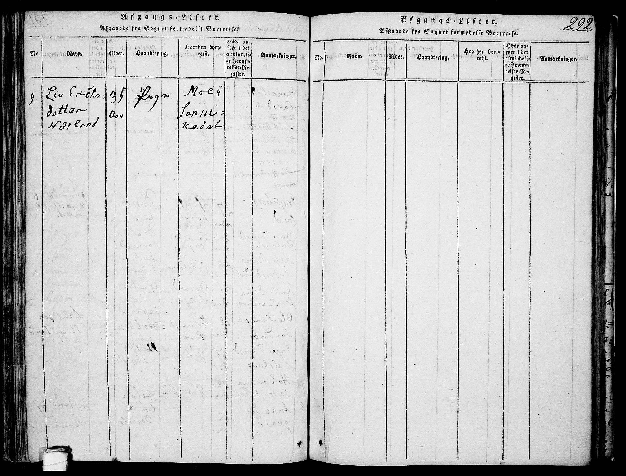 Drangedal kirkebøker, SAKO/A-258/F/Fa/L0005: Parish register (official) no. 5 /1, 1814-1831, p. 292