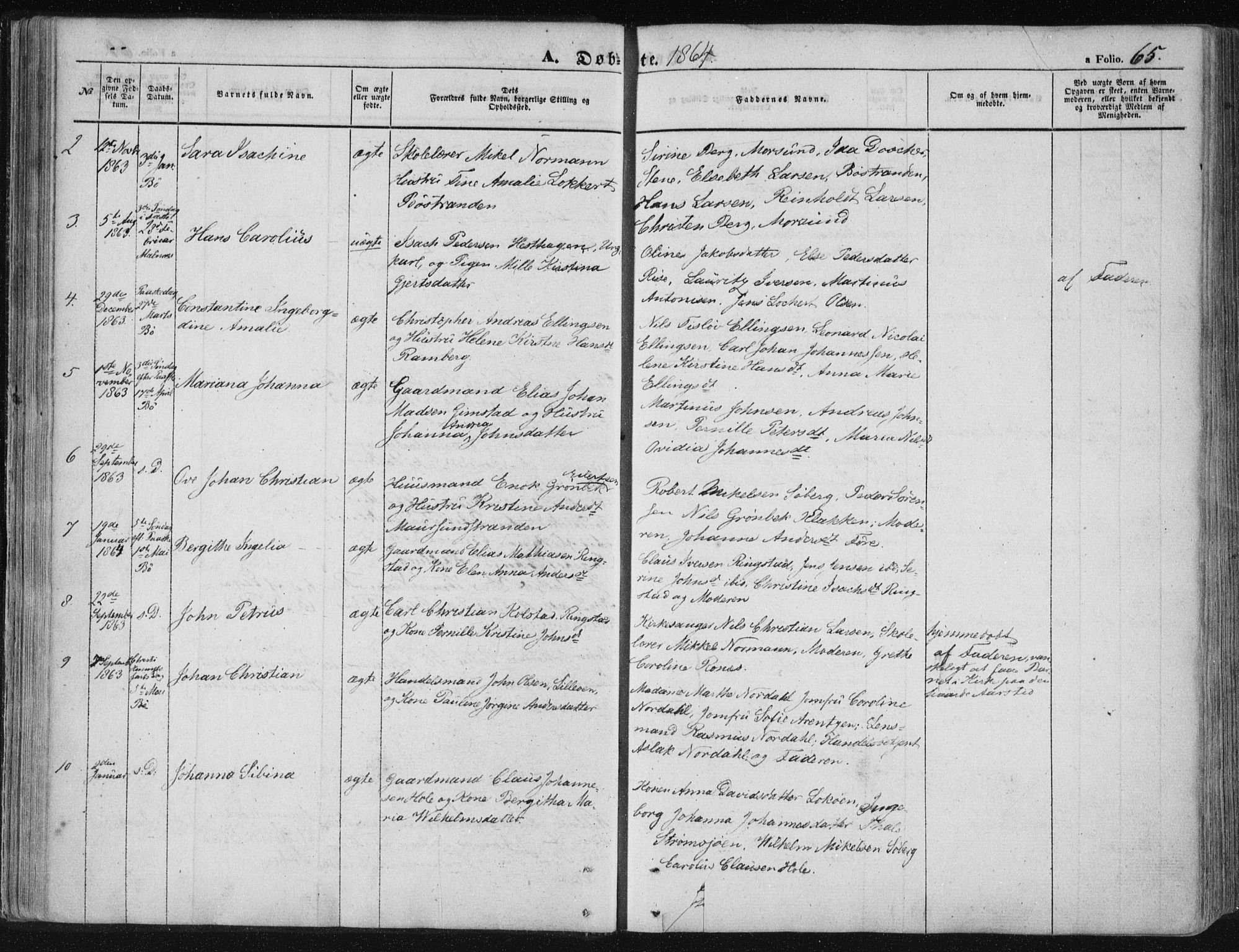 Ministerialprotokoller, klokkerbøker og fødselsregistre - Nordland, SAT/A-1459/891/L1300: Parish register (official) no. 891A05, 1856-1870, p. 65