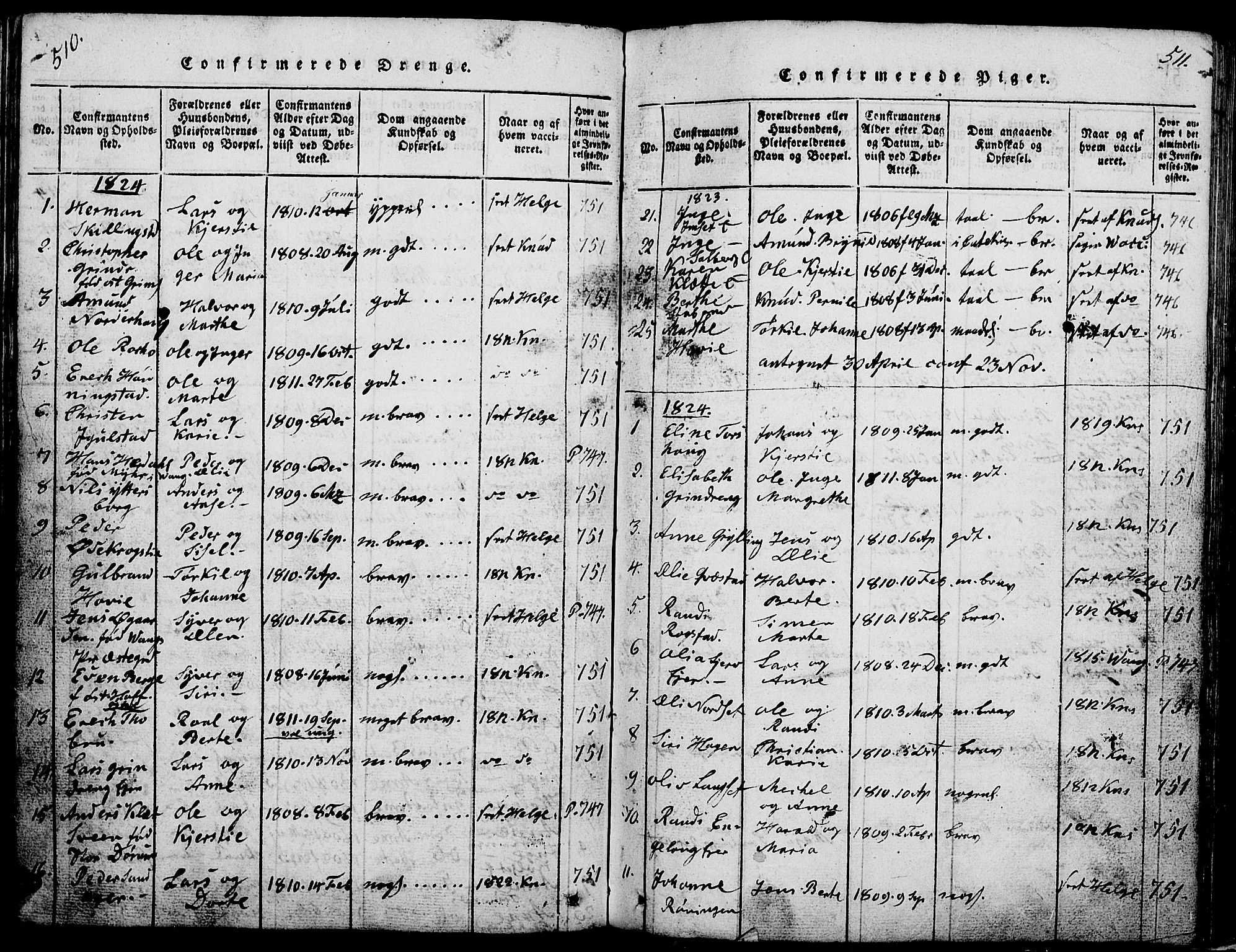 Løten prestekontor, AV/SAH-PREST-022/L/La/L0001: Parish register (copy) no. 1, 1812-1832, p. 510-511