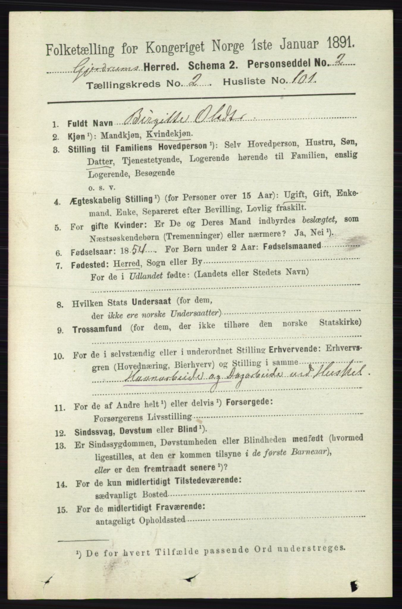 RA, 1891 census for 0234 Gjerdrum, 1891, p. 1153