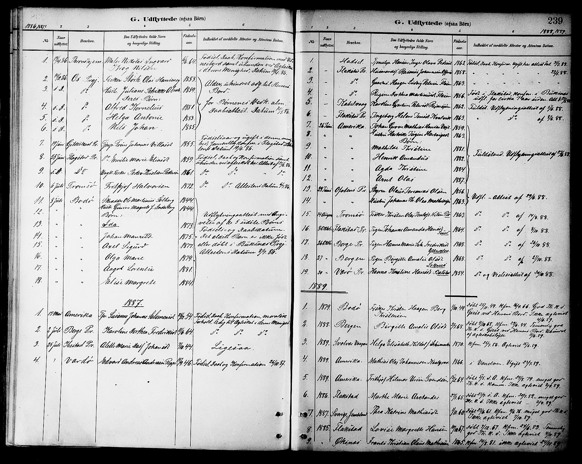 Ministerialprotokoller, klokkerbøker og fødselsregistre - Nordland, SAT/A-1459/881/L1167: Parish register (copy) no. 881C04, 1886-1899, p. 239