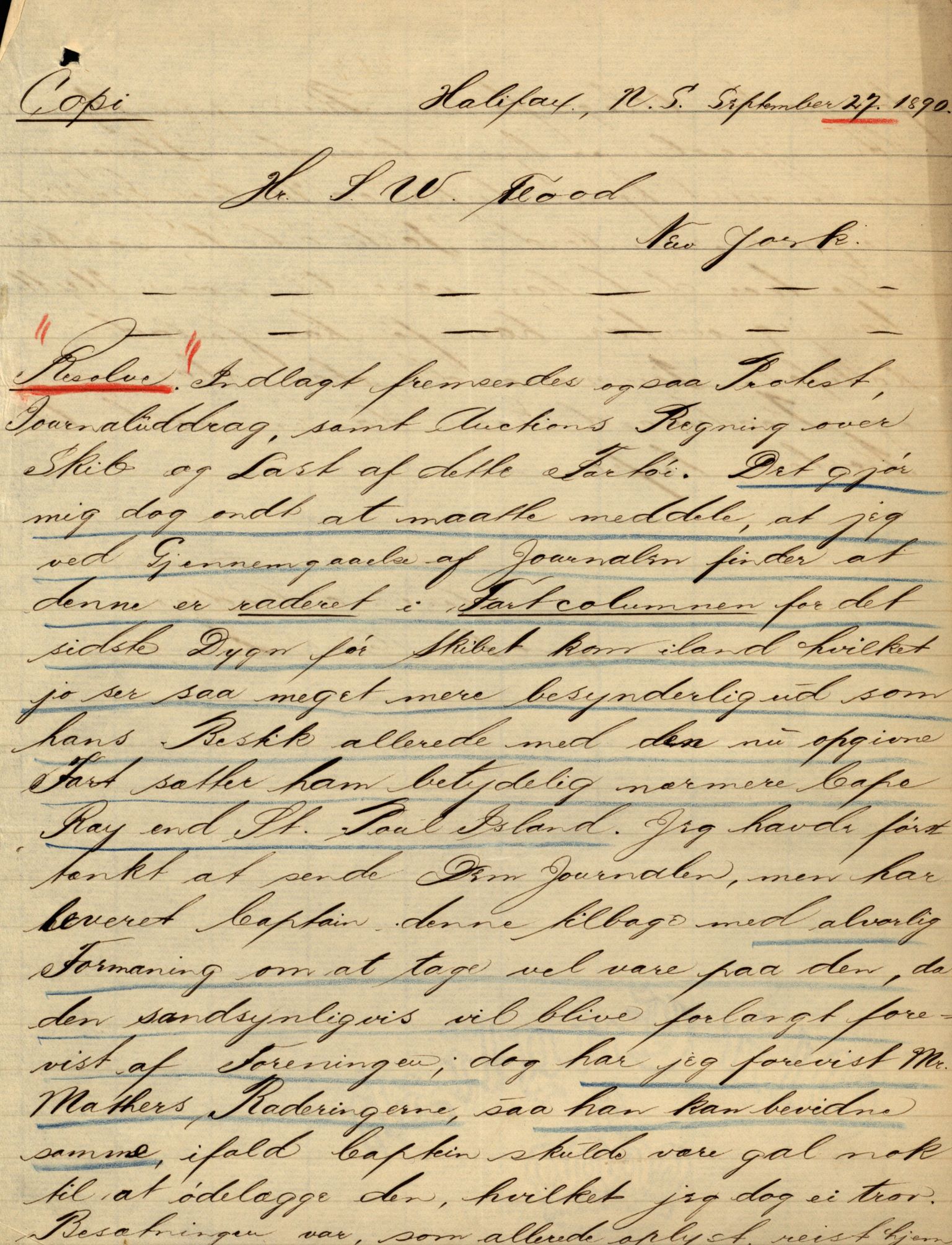 Pa 63 - Østlandske skibsassuranceforening, VEMU/A-1079/G/Ga/L0026/0009: Havaridokumenter / Rex, Resolve, Regulator, Familien, Falcon, Johanne, 1890, p. 10