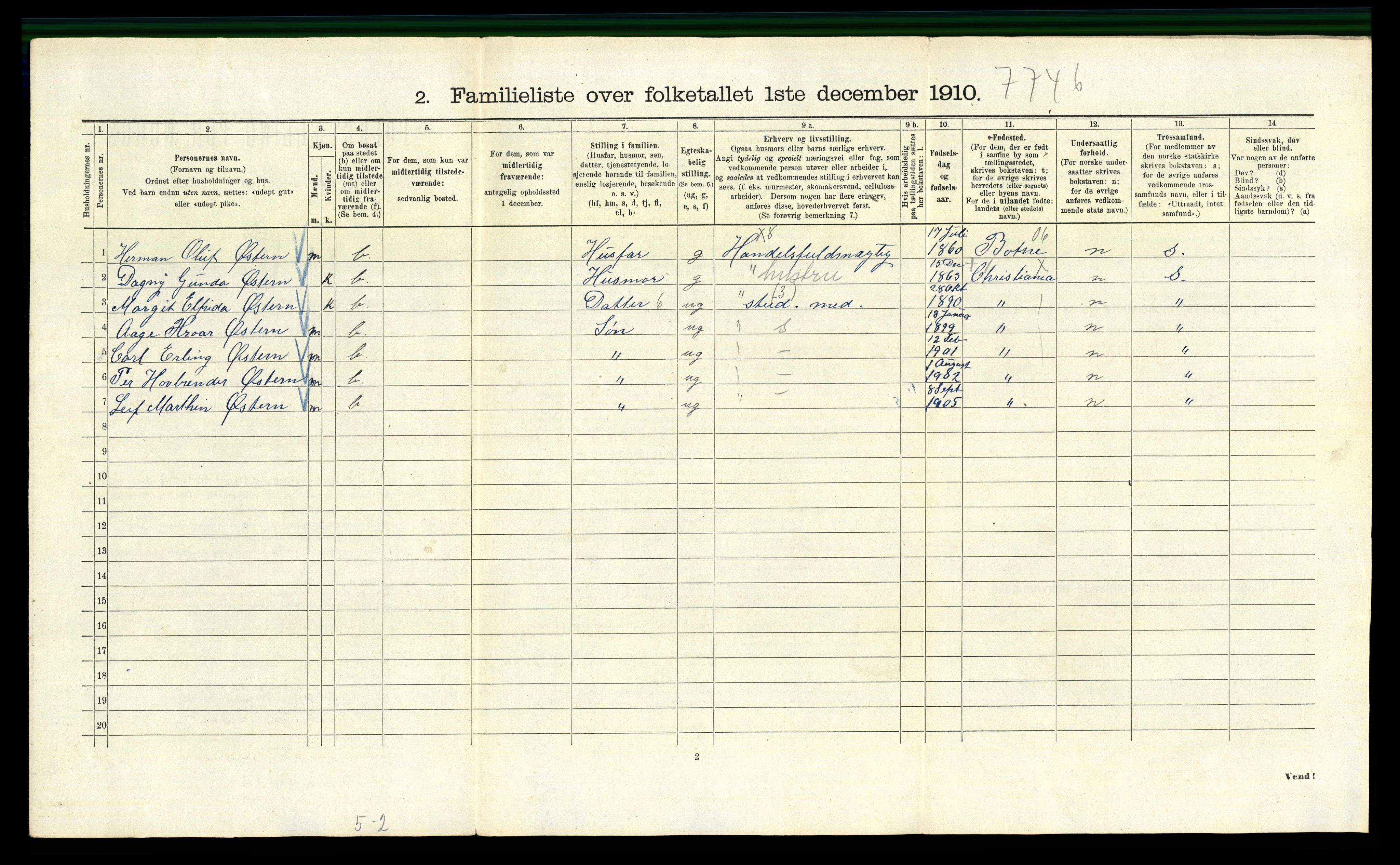 RA, 1910 census for Kristiania, 1910, p. 100454