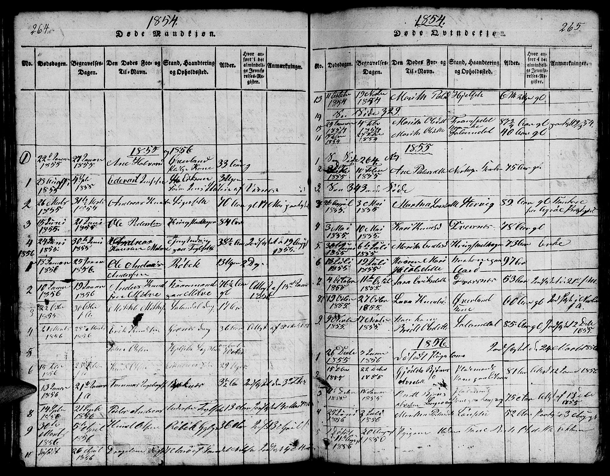 Ministerialprotokoller, klokkerbøker og fødselsregistre - Møre og Romsdal, SAT/A-1454/555/L0665: Parish register (copy) no. 555C01, 1818-1868, p. 264-265