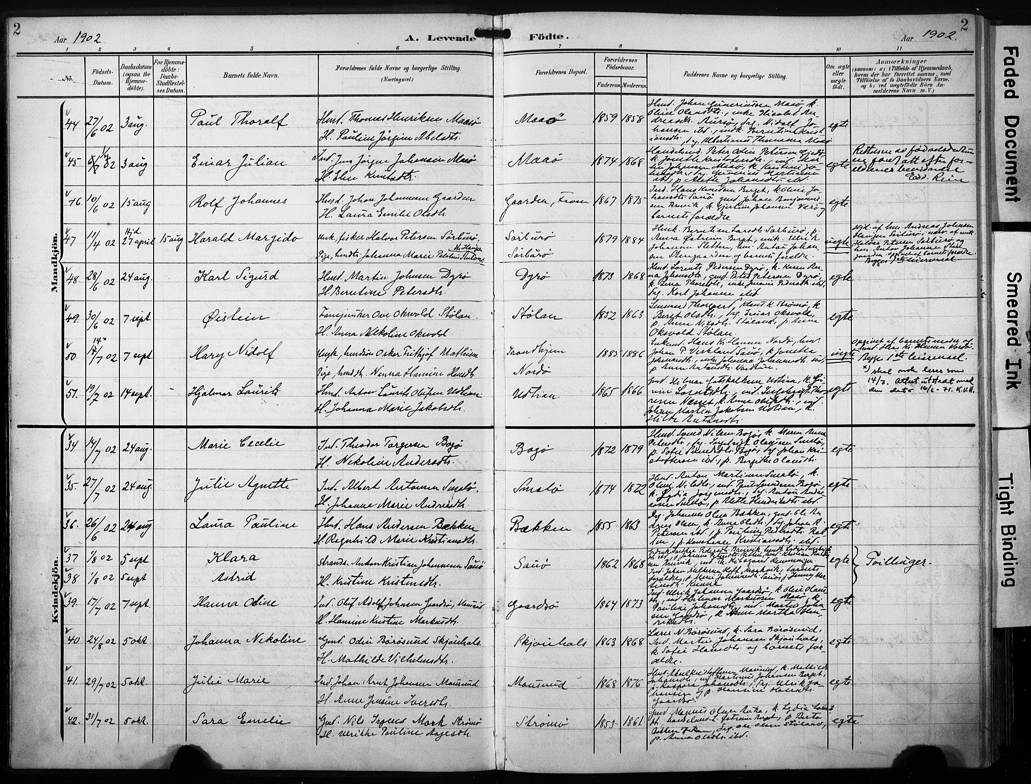 Ministerialprotokoller, klokkerbøker og fødselsregistre - Sør-Trøndelag, SAT/A-1456/640/L0580: Parish register (official) no. 640A05, 1902-1910, p. 2