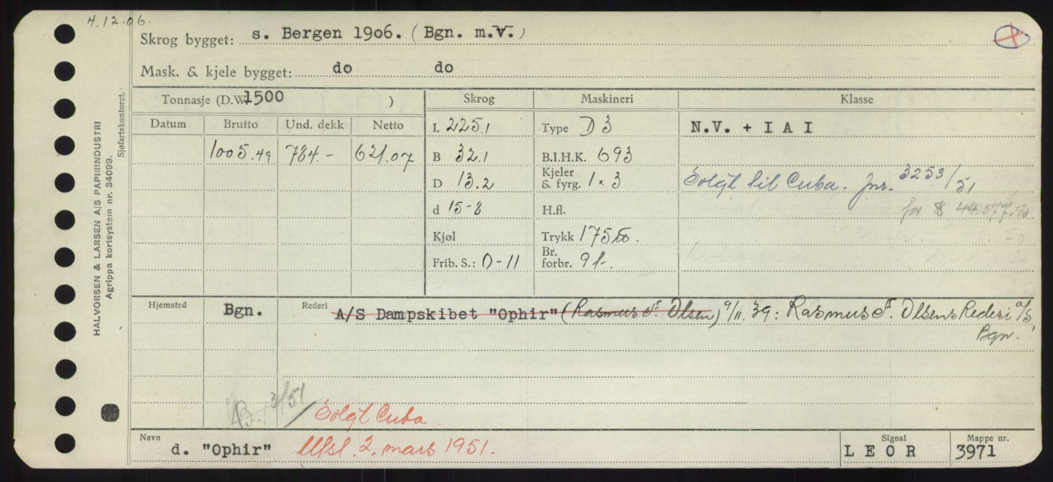 Sjøfartsdirektoratet med forløpere, Skipsmålingen, RA/S-1627/H/Hd/L0028: Fartøy, O, p. 281