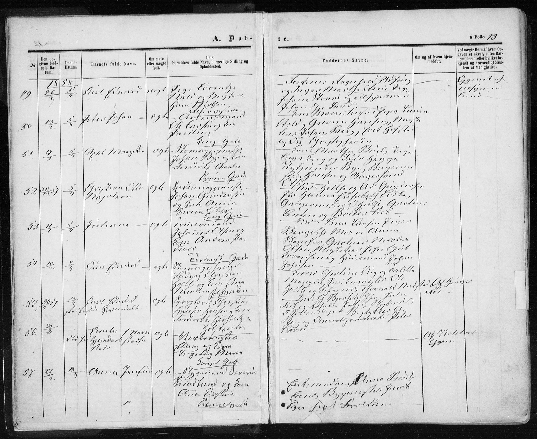 Ministerialprotokoller, klokkerbøker og fødselsregistre - Sør-Trøndelag, AV/SAT-A-1456/601/L0053: Parish register (official) no. 601A21, 1857-1865, p. 13