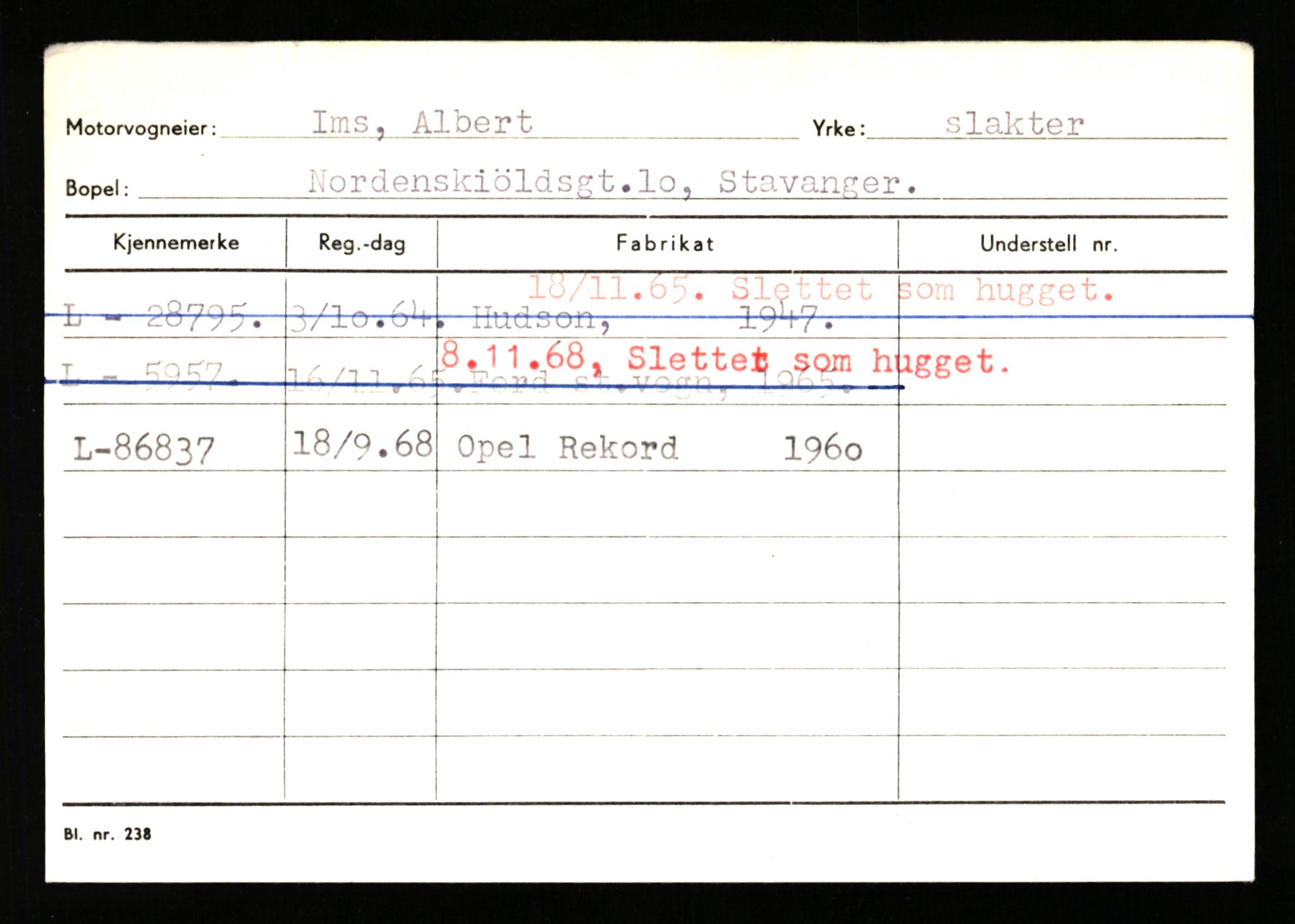 Stavanger trafikkstasjon, SAST/A-101942/0/H/L0017: Høymark - Isaksen, 1930-1971, p. 1842