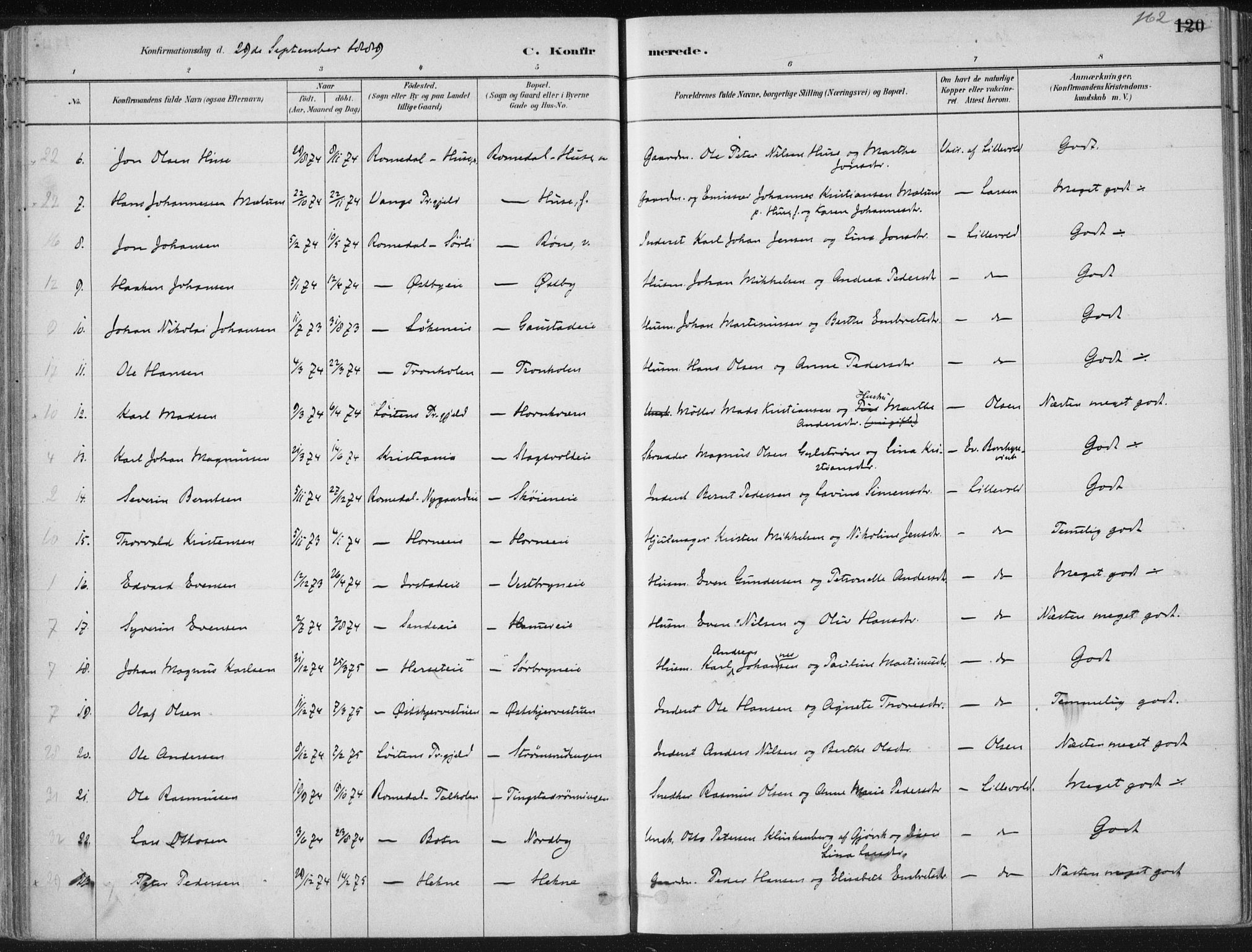 Romedal prestekontor, AV/SAH-PREST-004/K/L0010: Parish register (official) no. 10, 1880-1895, p. 162