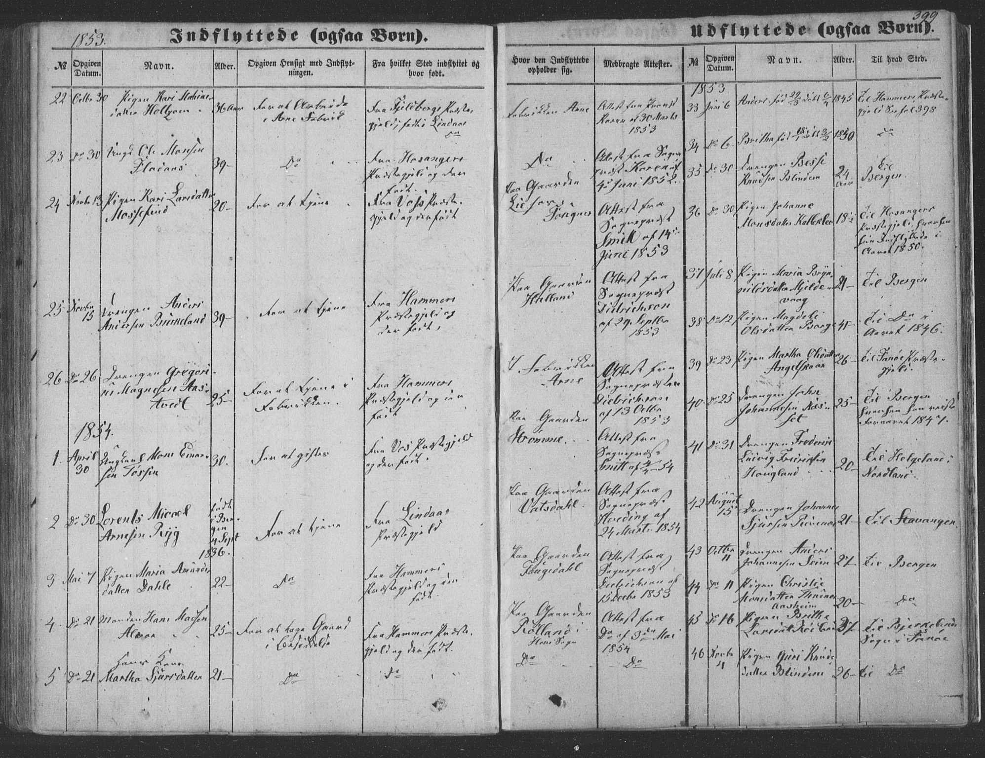 Haus sokneprestembete, SAB/A-75601/H/Haa: Parish register (official) no. A 16 II, 1848-1857, p. 399