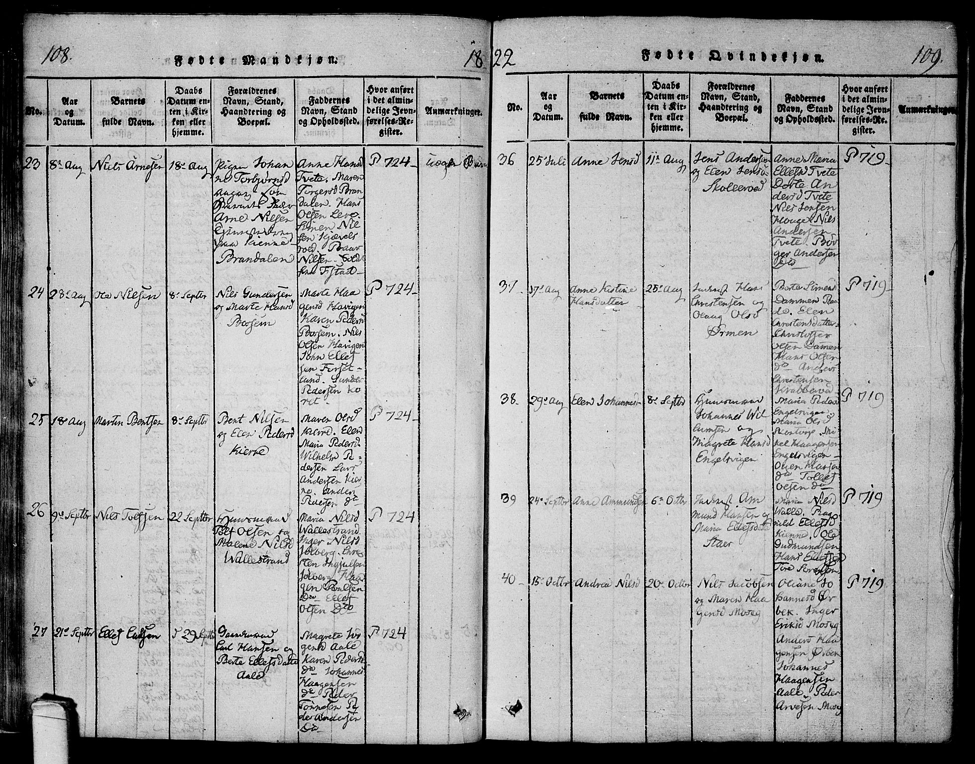 Onsøy prestekontor Kirkebøker, AV/SAO-A-10914/F/Fa/L0002: Parish register (official) no. I 2, 1814-1840, p. 108-109