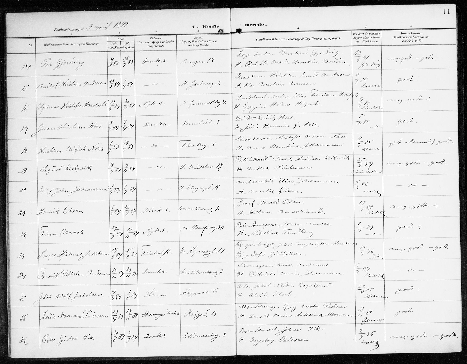 Domkirken sokneprestembete, AV/SAB-A-74801/H/Haa/L0031: Parish register (official) no. C 6, 1898-1915, p. 11