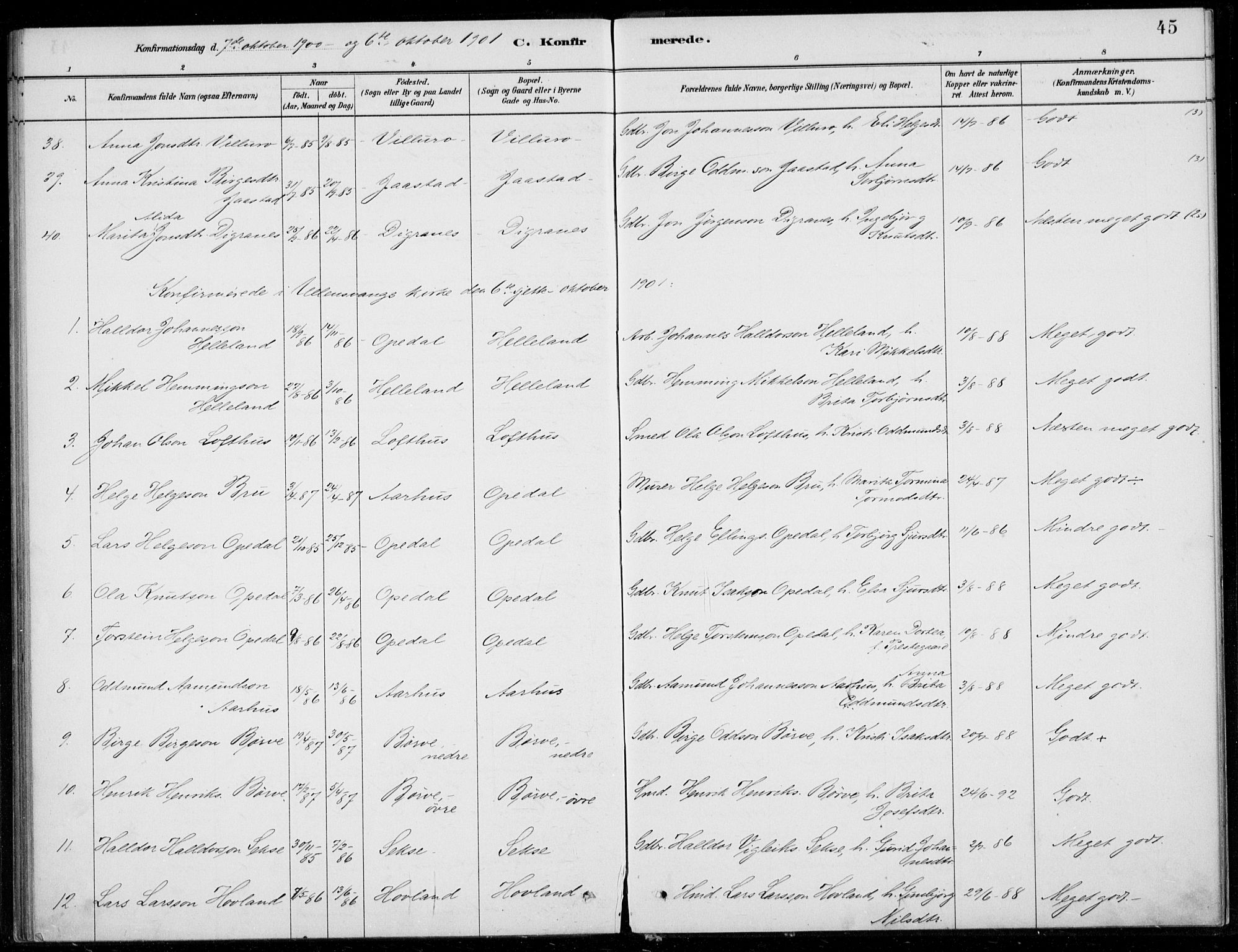 Ullensvang sokneprestembete, SAB/A-78701/H/Haa: Parish register (official) no. B  2, 1880-1910, p. 45