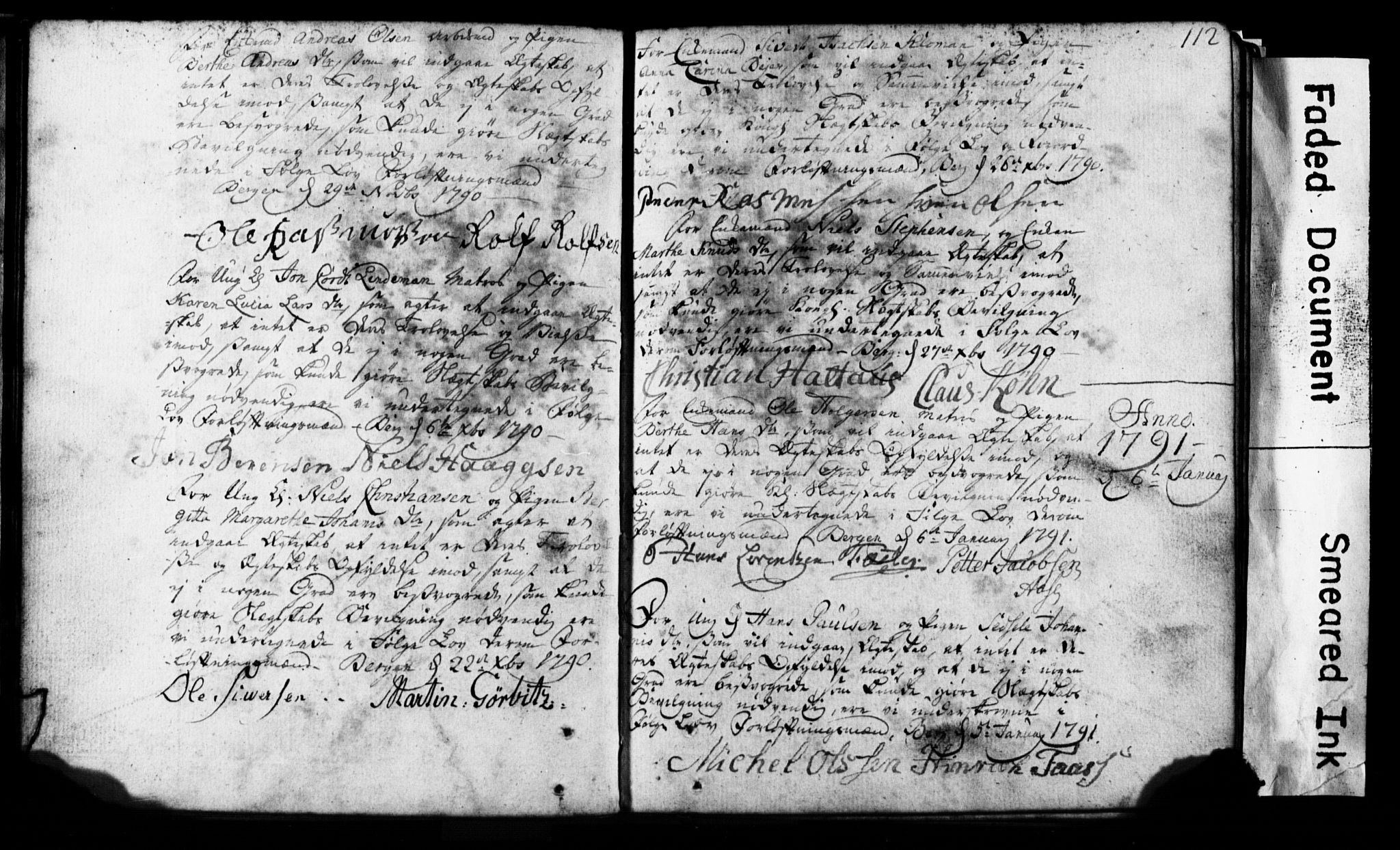 Korskirken sokneprestembete, SAB/A-76101: Best man's statements no. II.5.1, 1776-1816, p. 112