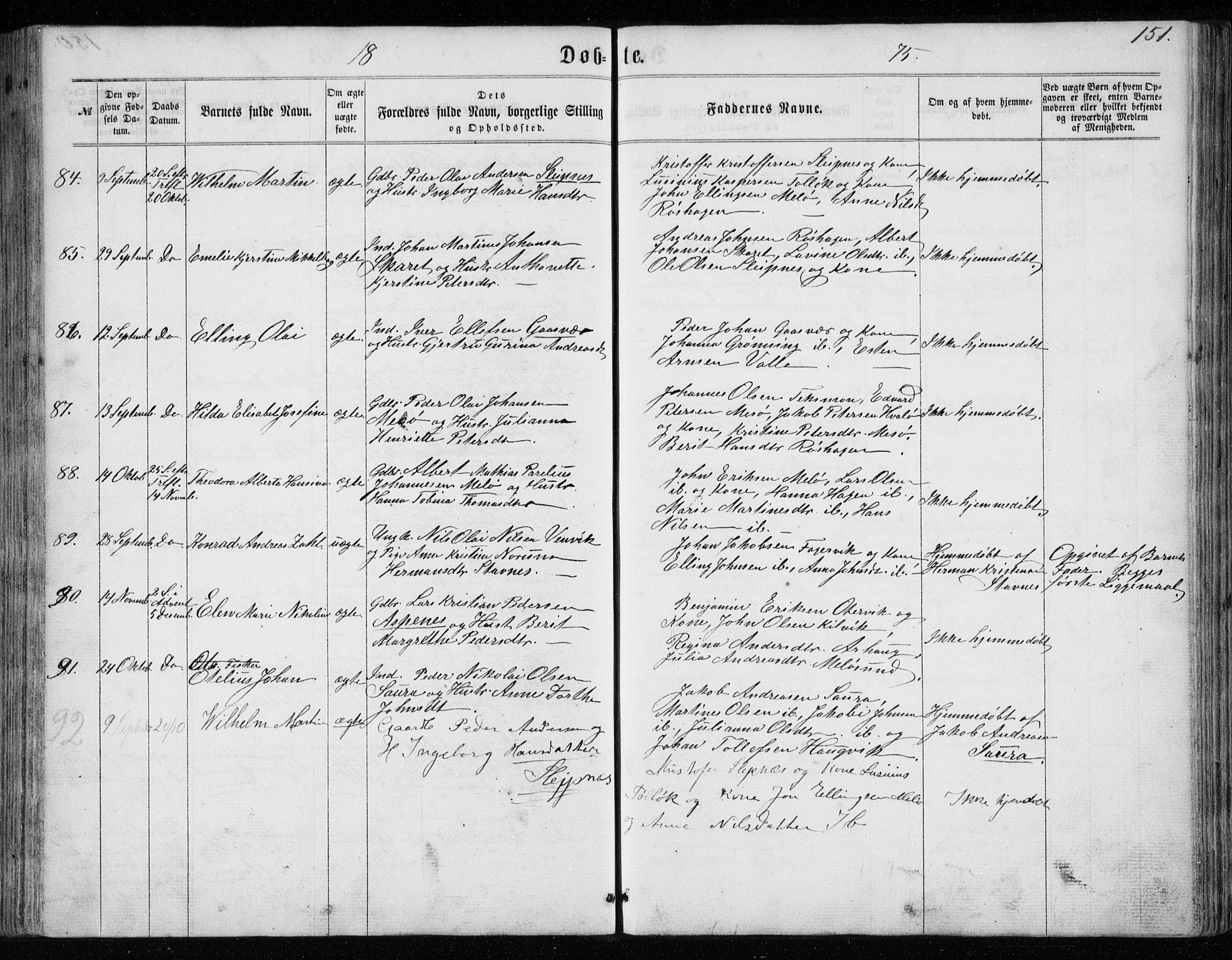Ministerialprotokoller, klokkerbøker og fødselsregistre - Nordland, SAT/A-1459/843/L0634: Parish register (copy) no. 843C03, 1860-1884, p. 151